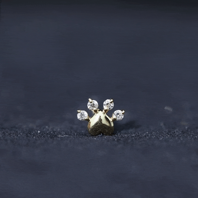 Round Moissanite Heart Paw Earring for Helix Piercing D-VS1 - Rosec Jewels