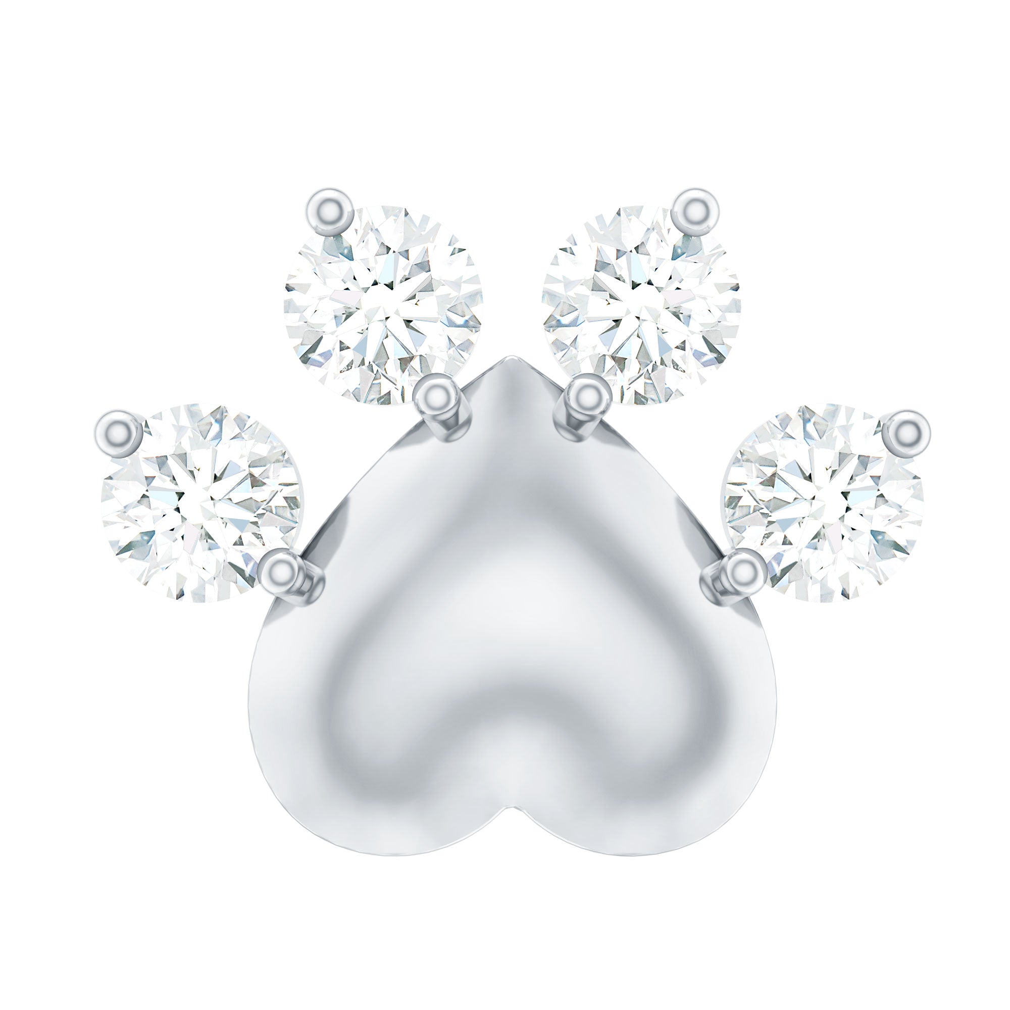 Round Moissanite Heart Paw Earring for Helix Piercing D-VS1 - Rosec Jewels