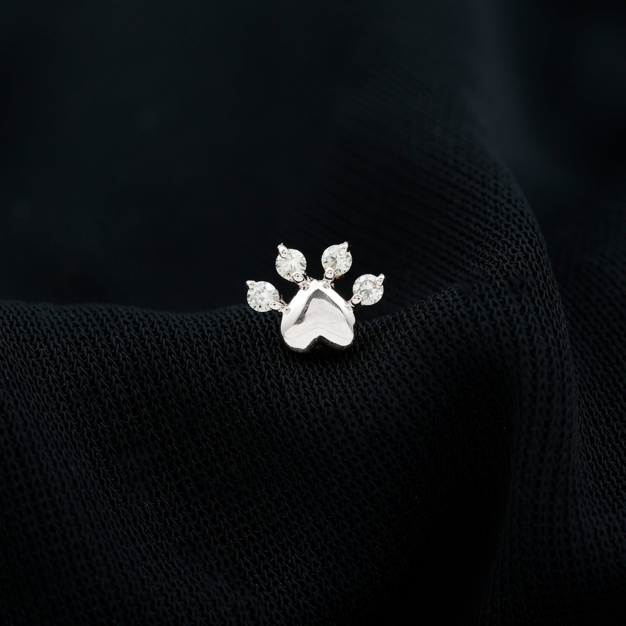 Round Moissanite Heart Paw Earring for Helix Piercing D-VS1 - Rosec Jewels