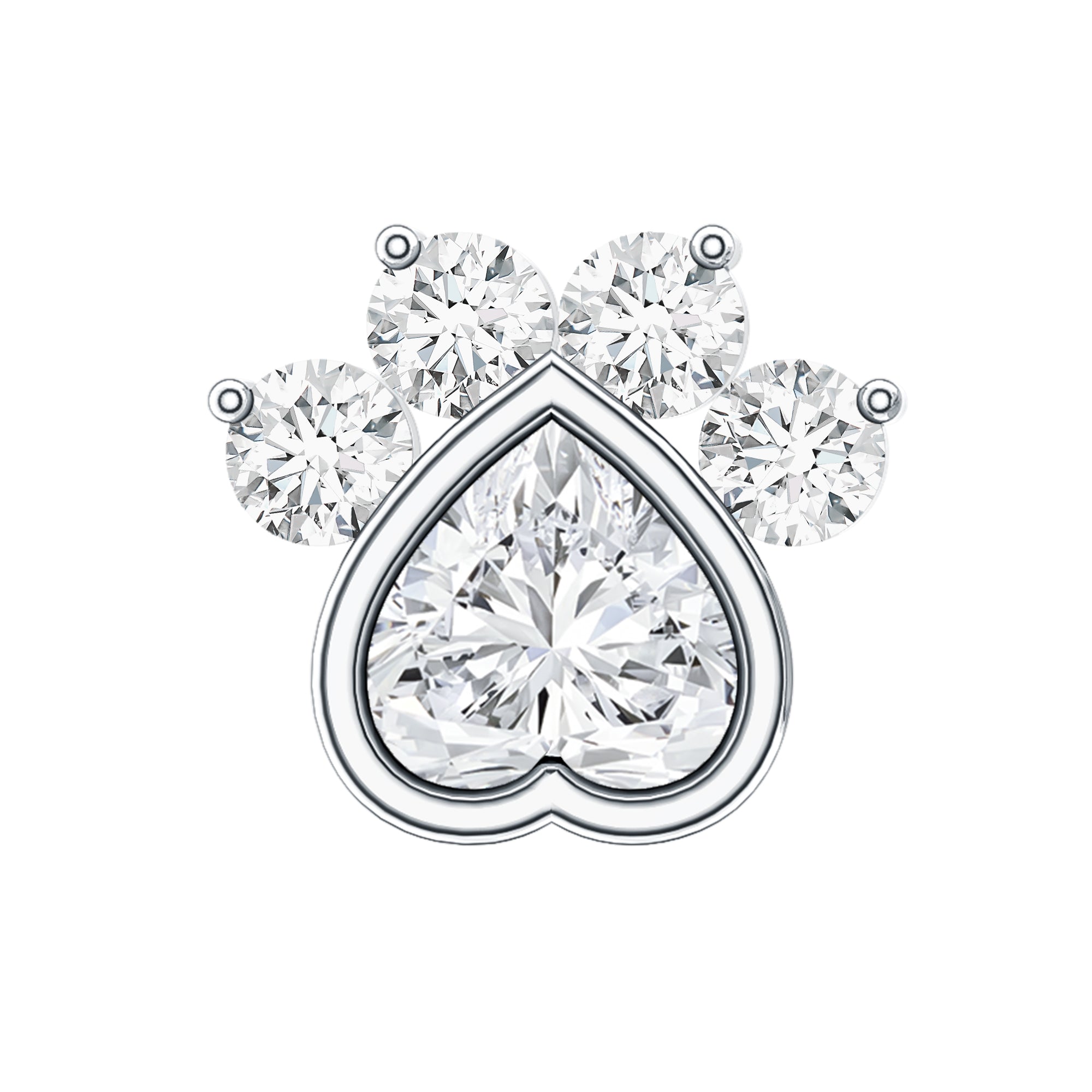 Round and Heart Shape Moissanite Paw Helix Earring D-VS1 - Rosec Jewels