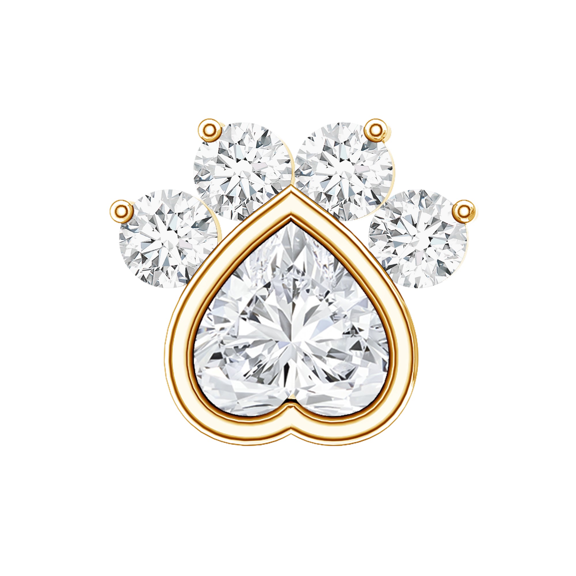 Round and Heart Shape Moissanite Paw Helix Earring D-VS1 - Rosec Jewels