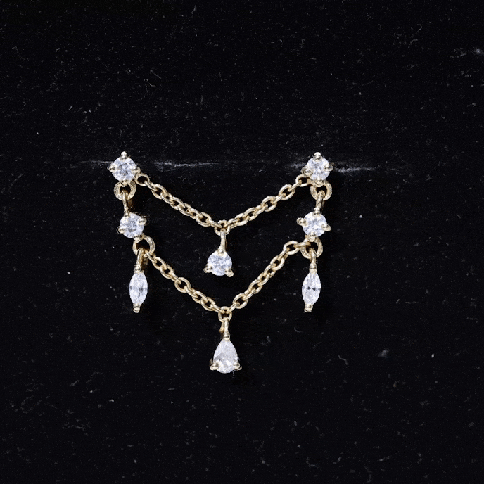 Certified Moissanite Double Chain Helix Earring D-VS1 - Rosec Jewels