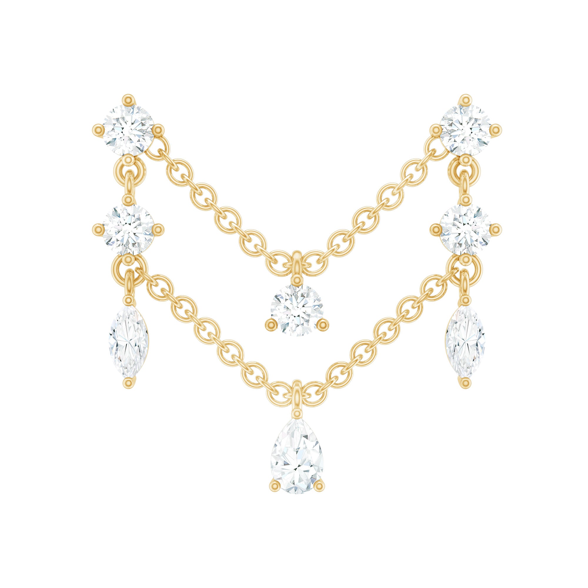 Certified Moissanite Double Chain Helix Earring D-VS1 - Rosec Jewels