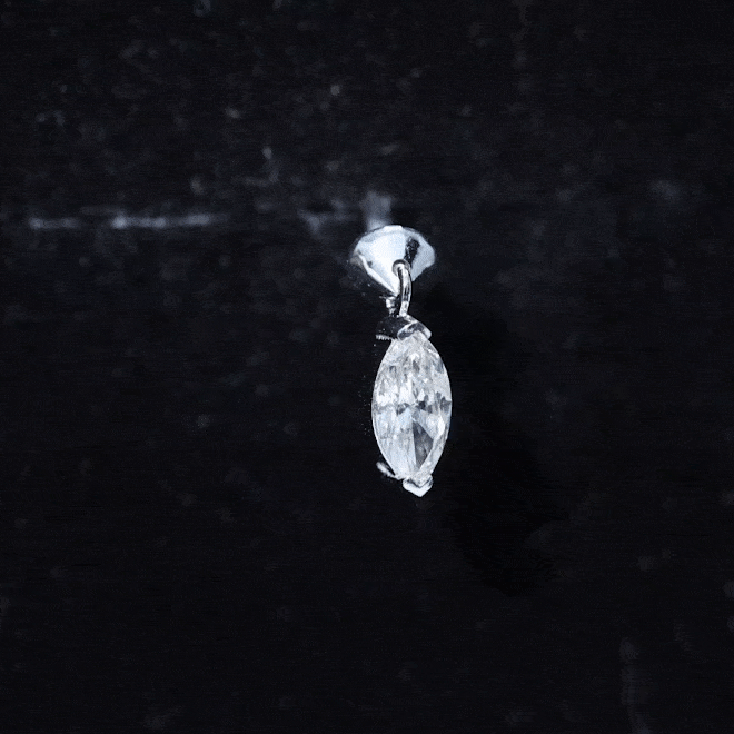 Marquise Moissanite Drop Earring for Tragus Piercing D-VS1 - Rosec Jewels