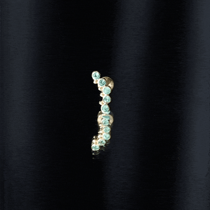 Natural Emerald Curved Climber Earring for Helix Piercing AAA - Rosec Jewels