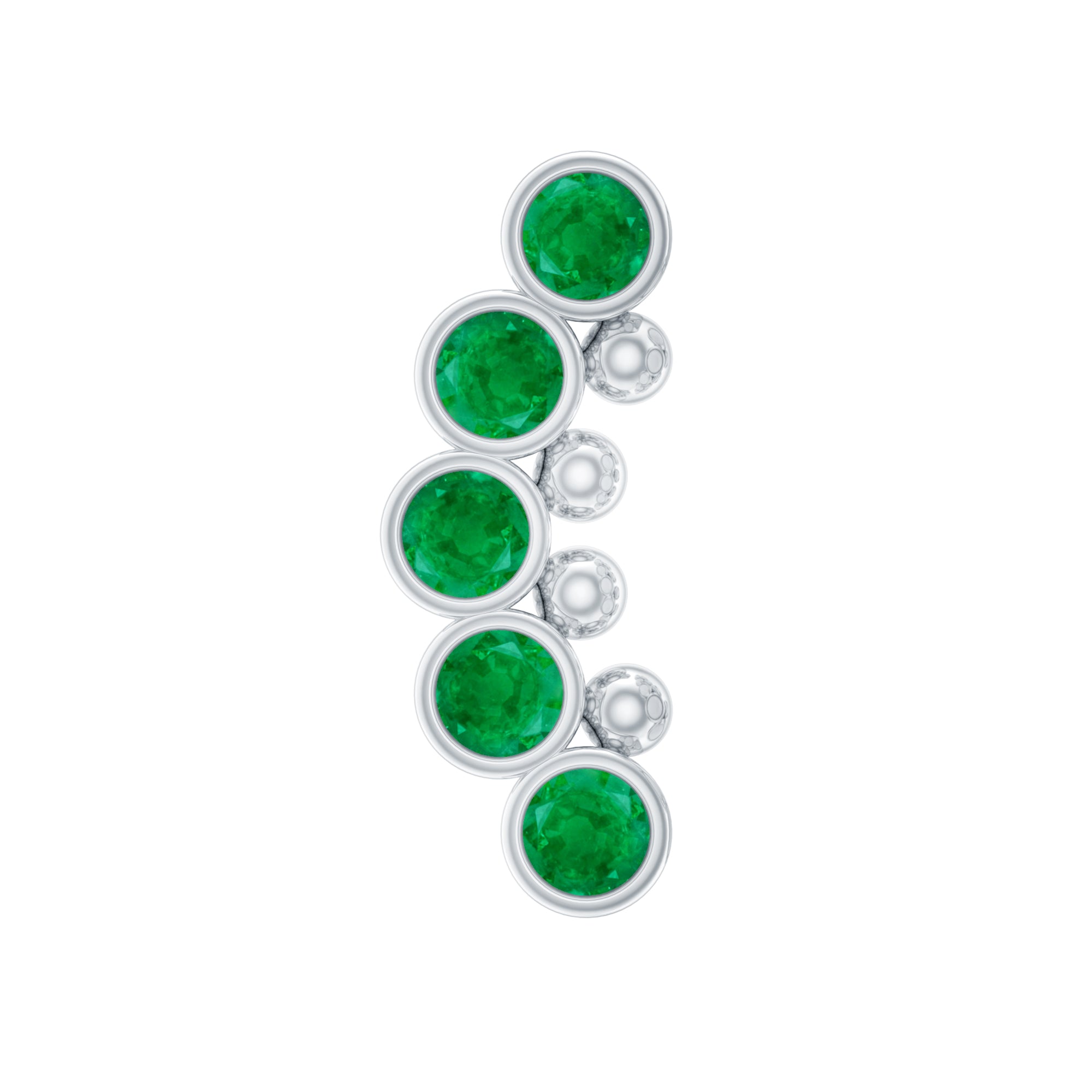 Natural Emerald Curved Climber Earring for Helix Piercing AAA - Rosec Jewels