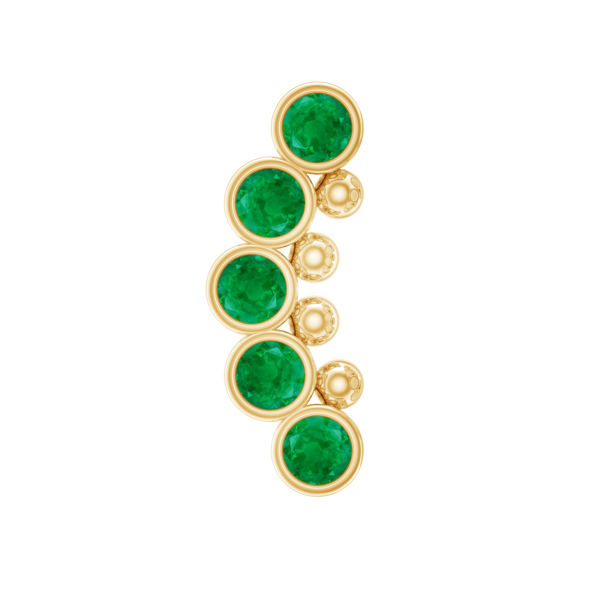 Natural Emerald Curved Climber Earring for Helix Piercing AAA - Rosec Jewels