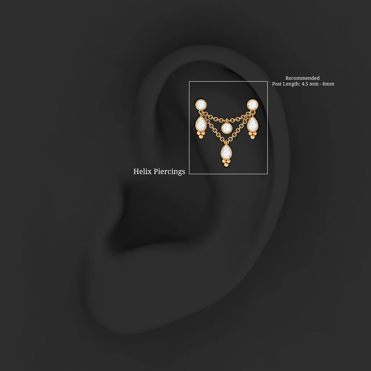 Vintage Inspired Diamond Chain Double Piercing Earring Natural - ( HI-SI ) - Rosec Jewels