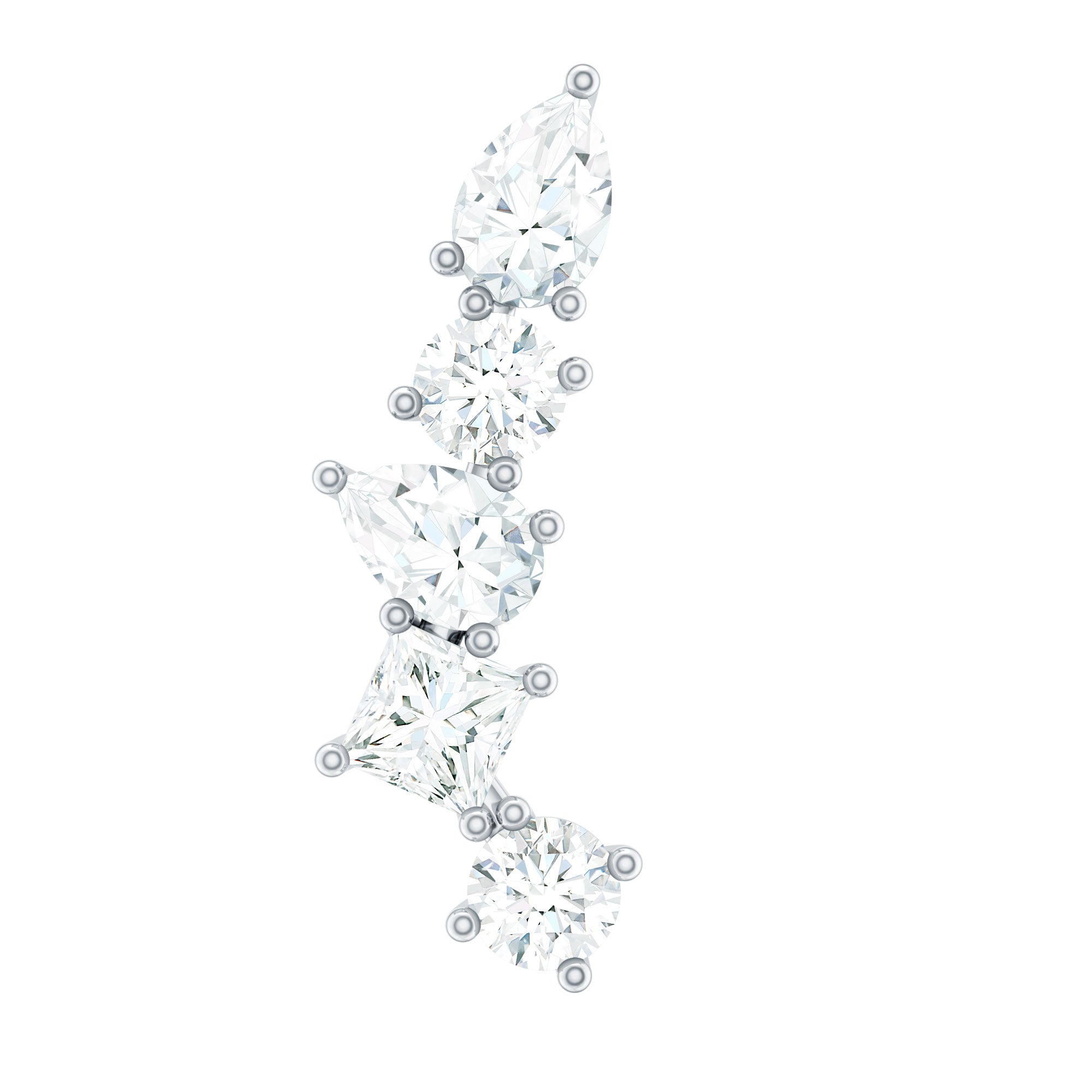 Certified Moissanite Crawler Earring in Prong Setting D-VS1 - Rosec Jewels