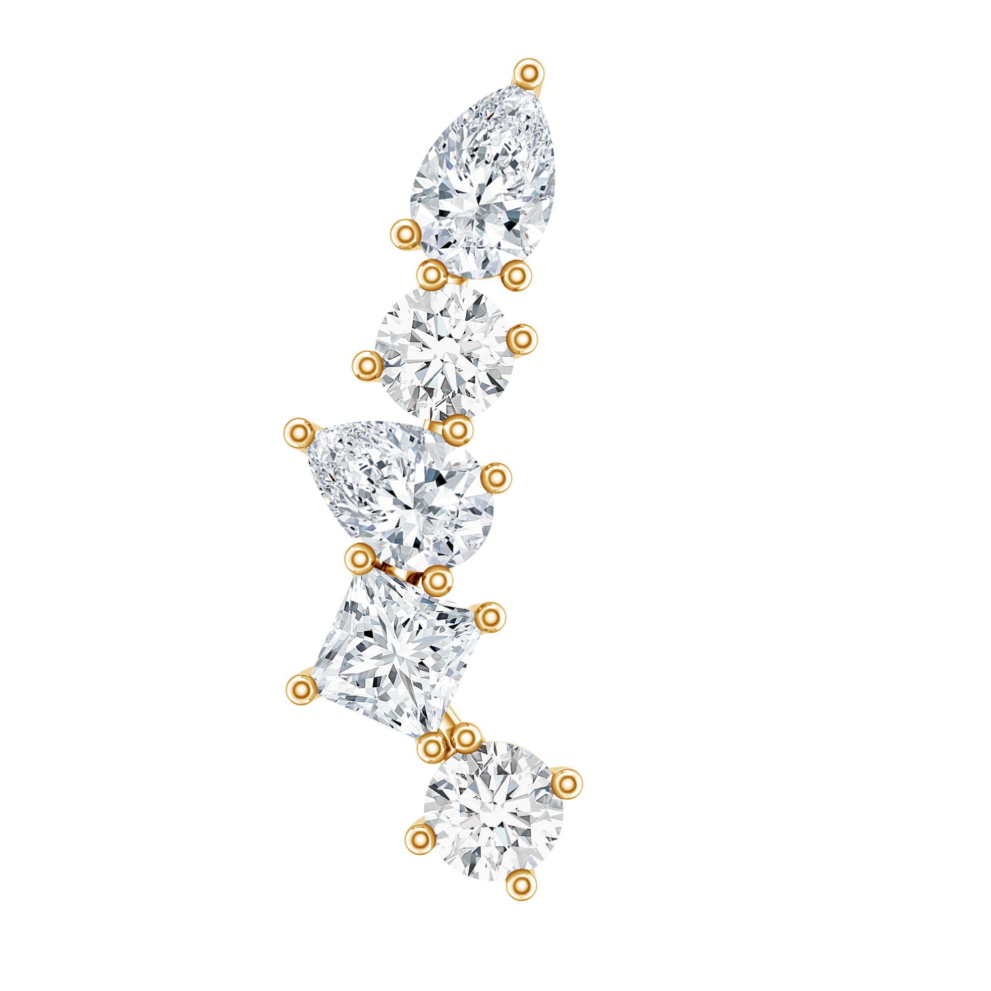 Certified Moissanite Crawler Earring in Prong Setting D-VS1 - Rosec Jewels