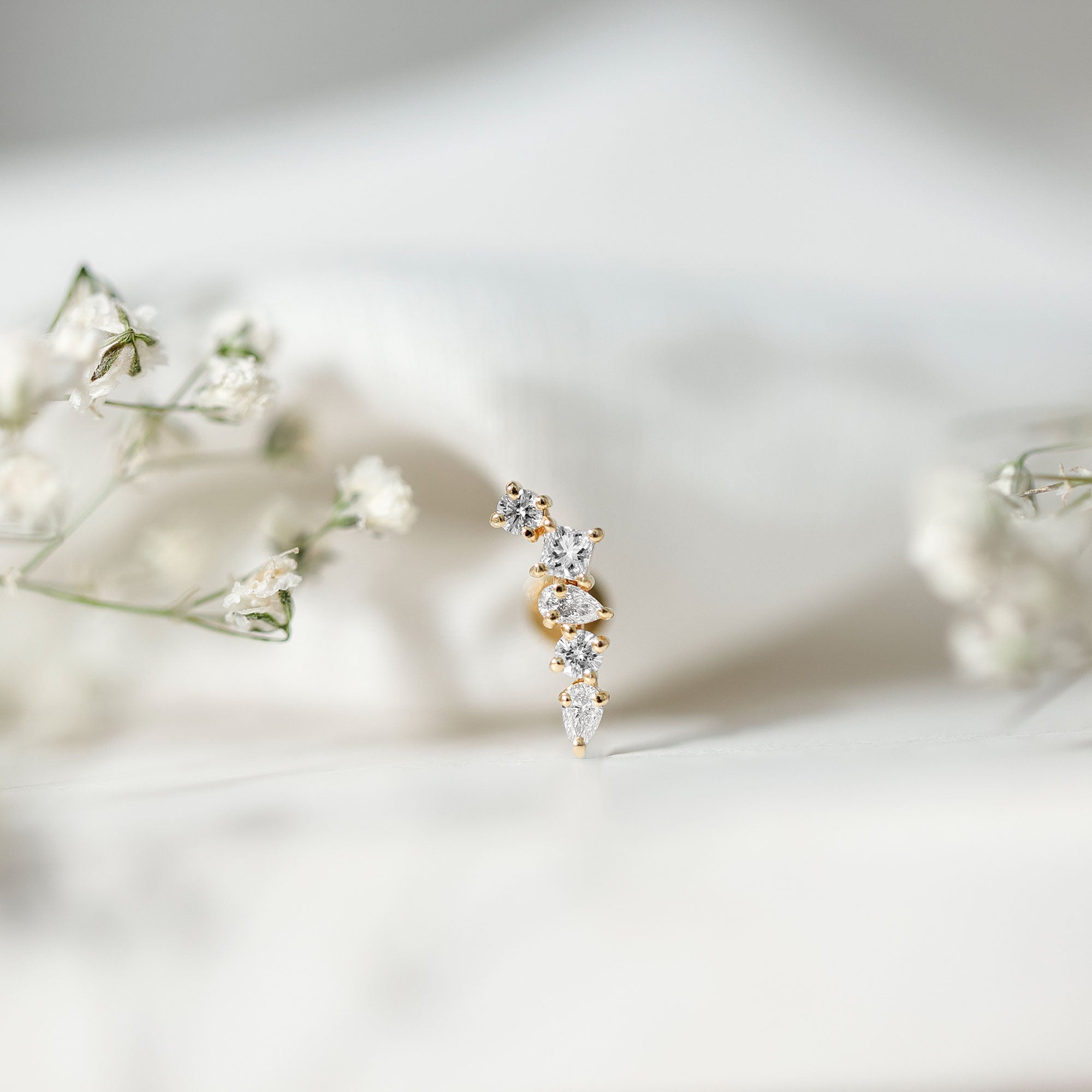 Certified Moissanite Crawler Earring in Prong Setting D-VS1 - Rosec Jewels