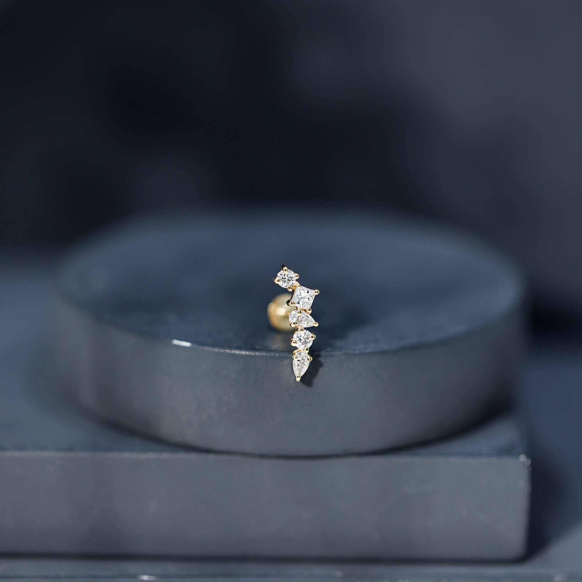 Certified Moissanite Crawler Earring in Prong Setting D-VS1 - Rosec Jewels