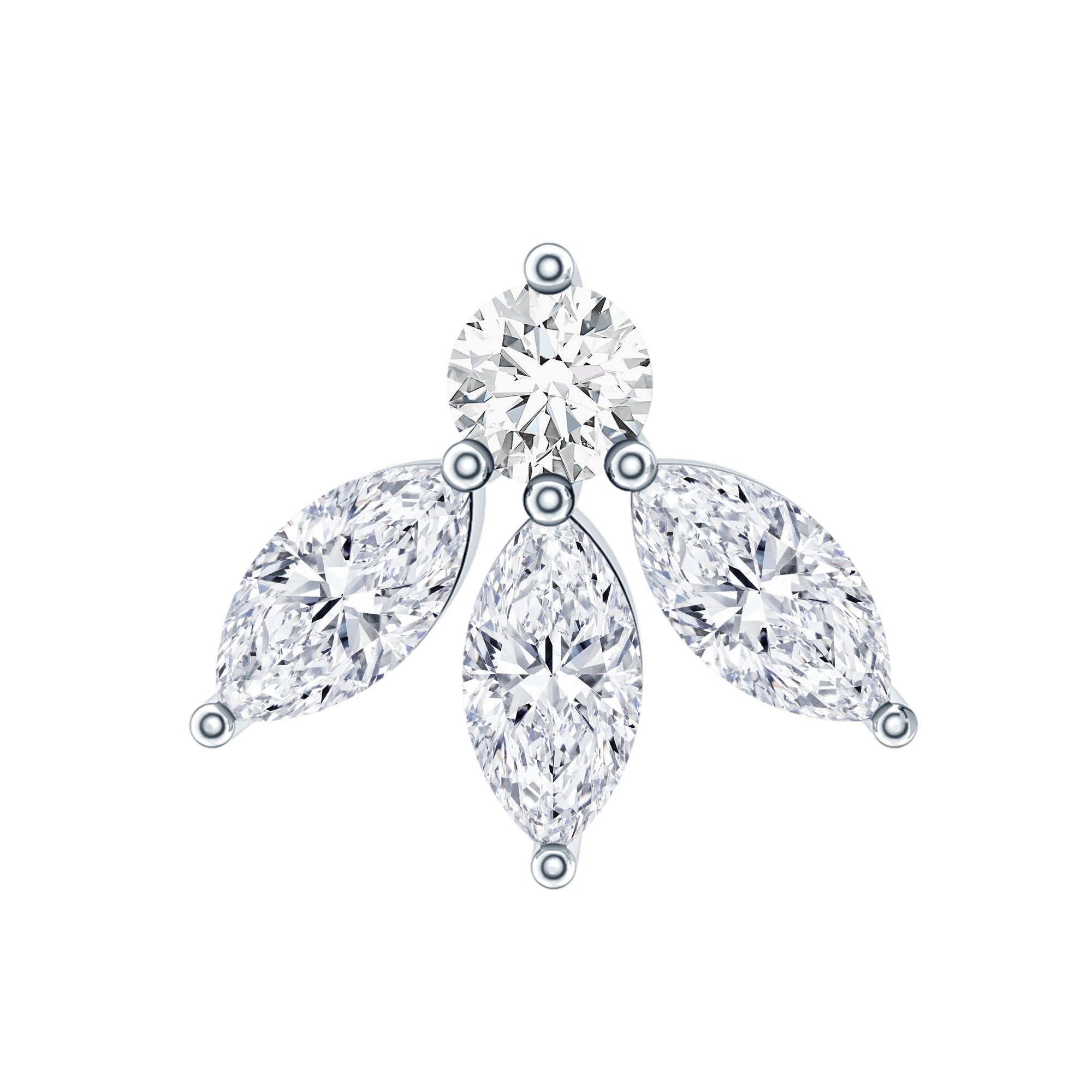 Marquise Shape Diamond Leaf Earring for Helix Piercing Natural - ( HI-SI ) - Rosec Jewels