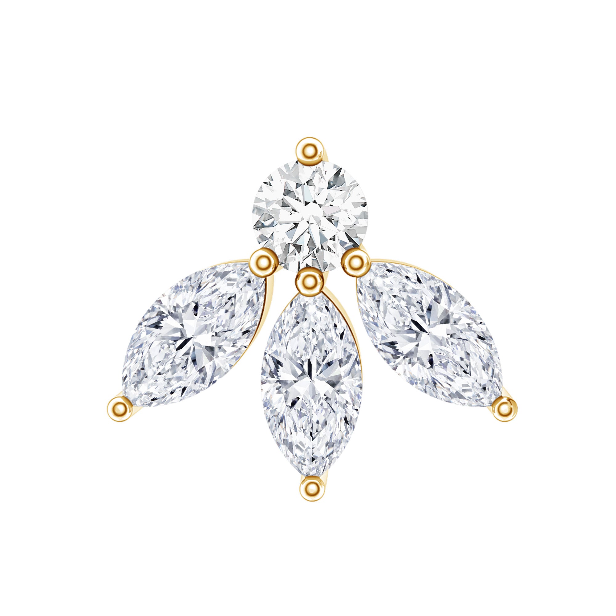 Marquise Shape Diamond Leaf Earring for Helix Piercing Natural - ( HI-SI ) - Rosec Jewels