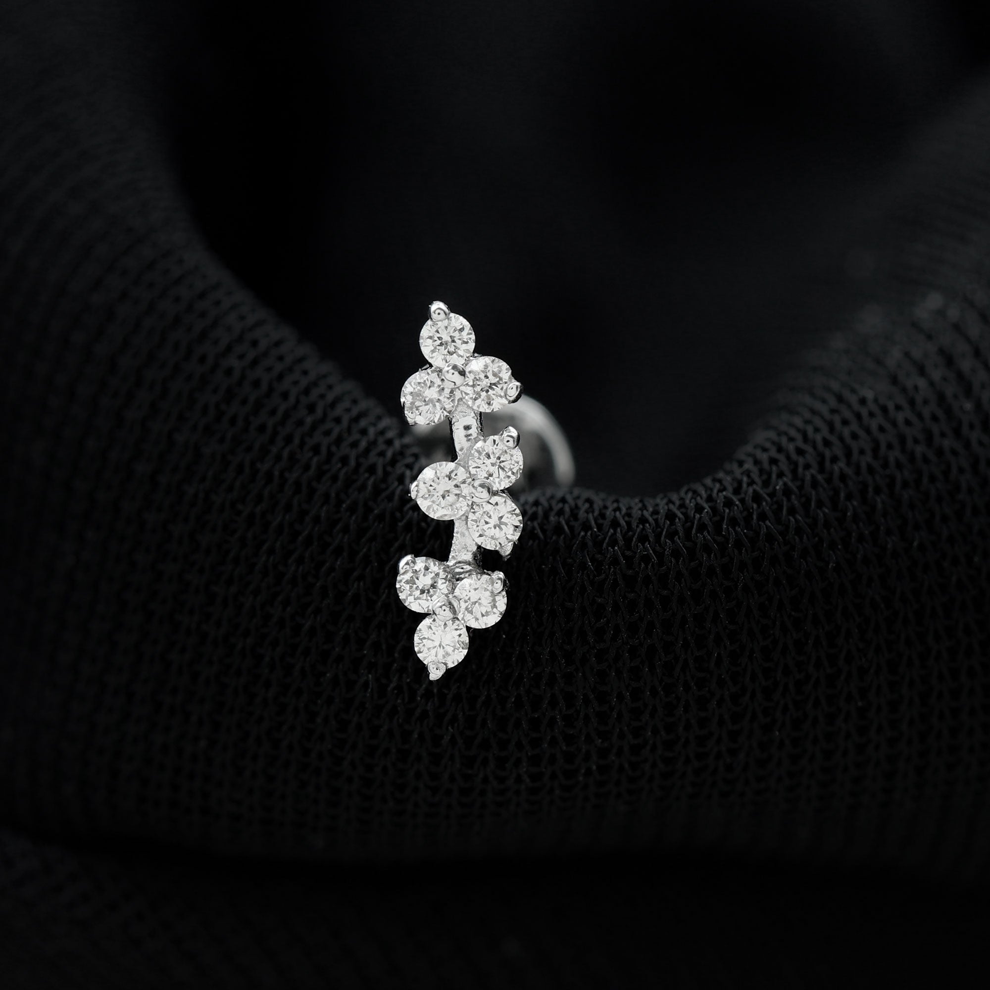 Unique Moissanite Cartilage Climber Earring D-VS1 - Rosec Jewels