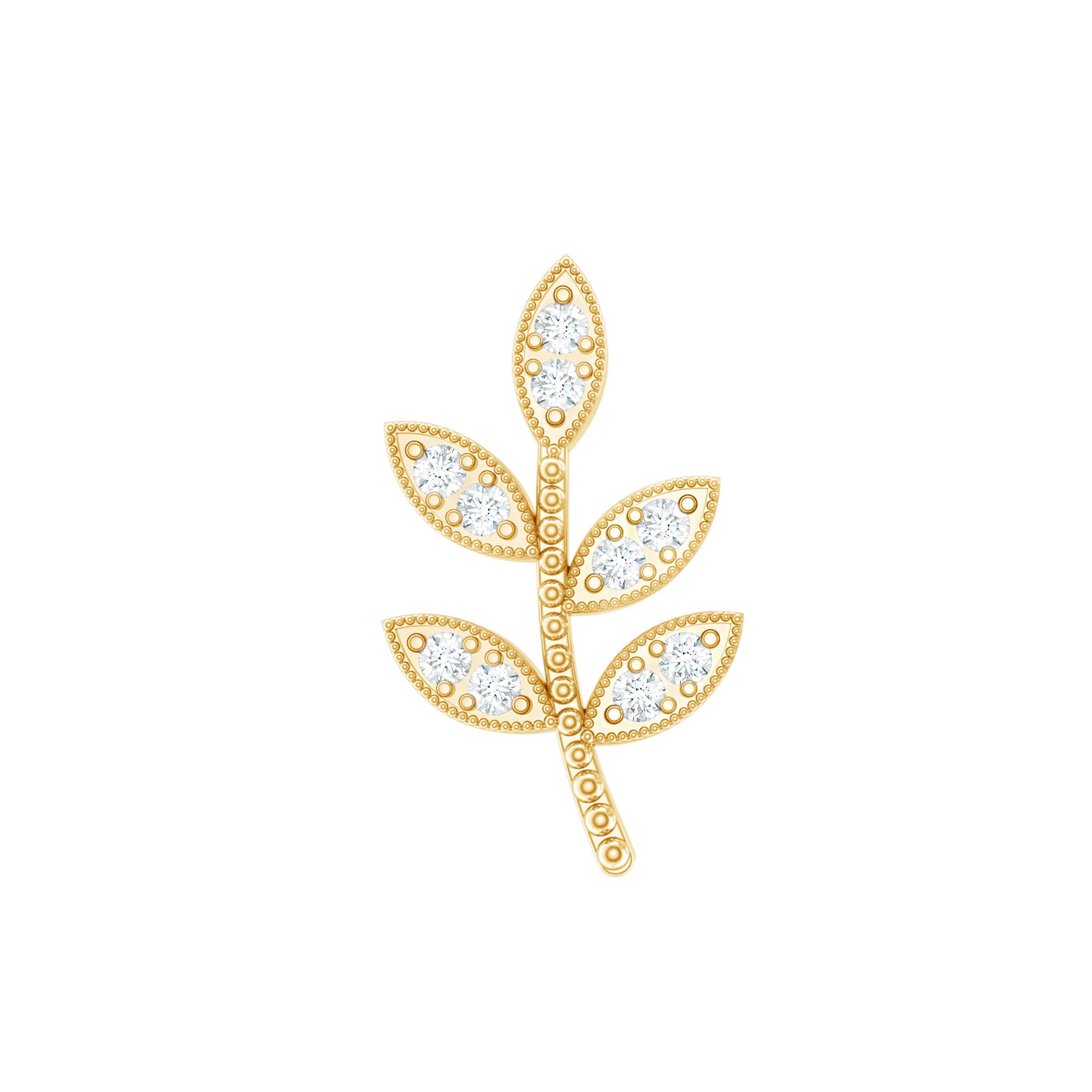 Diamond Leaf Earring for Helix Piercing