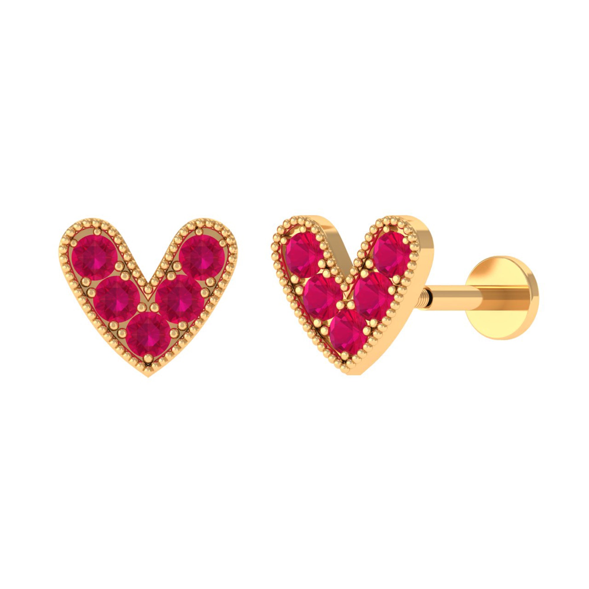 Rosec Jewels-Natural Ruby Heart Earring for Helix Piercing