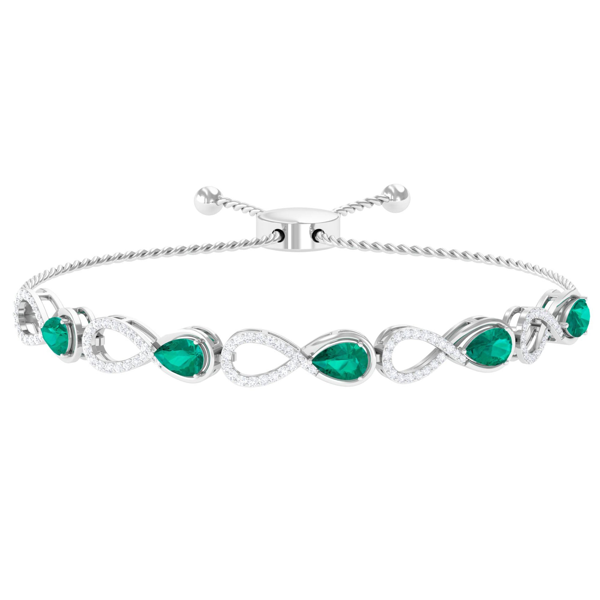 Real Emerald Infinity Bracelet With Moissanite AAA - Rosec Jewels