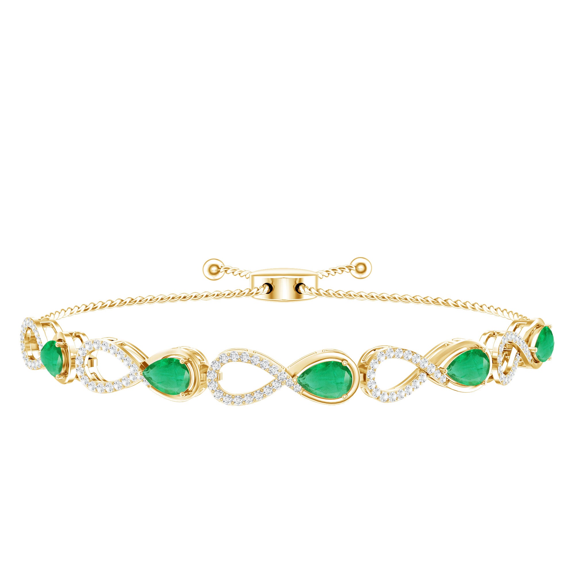 Real Emerald Infinity Bracelet With Moissanite AAA - Rosec Jewels