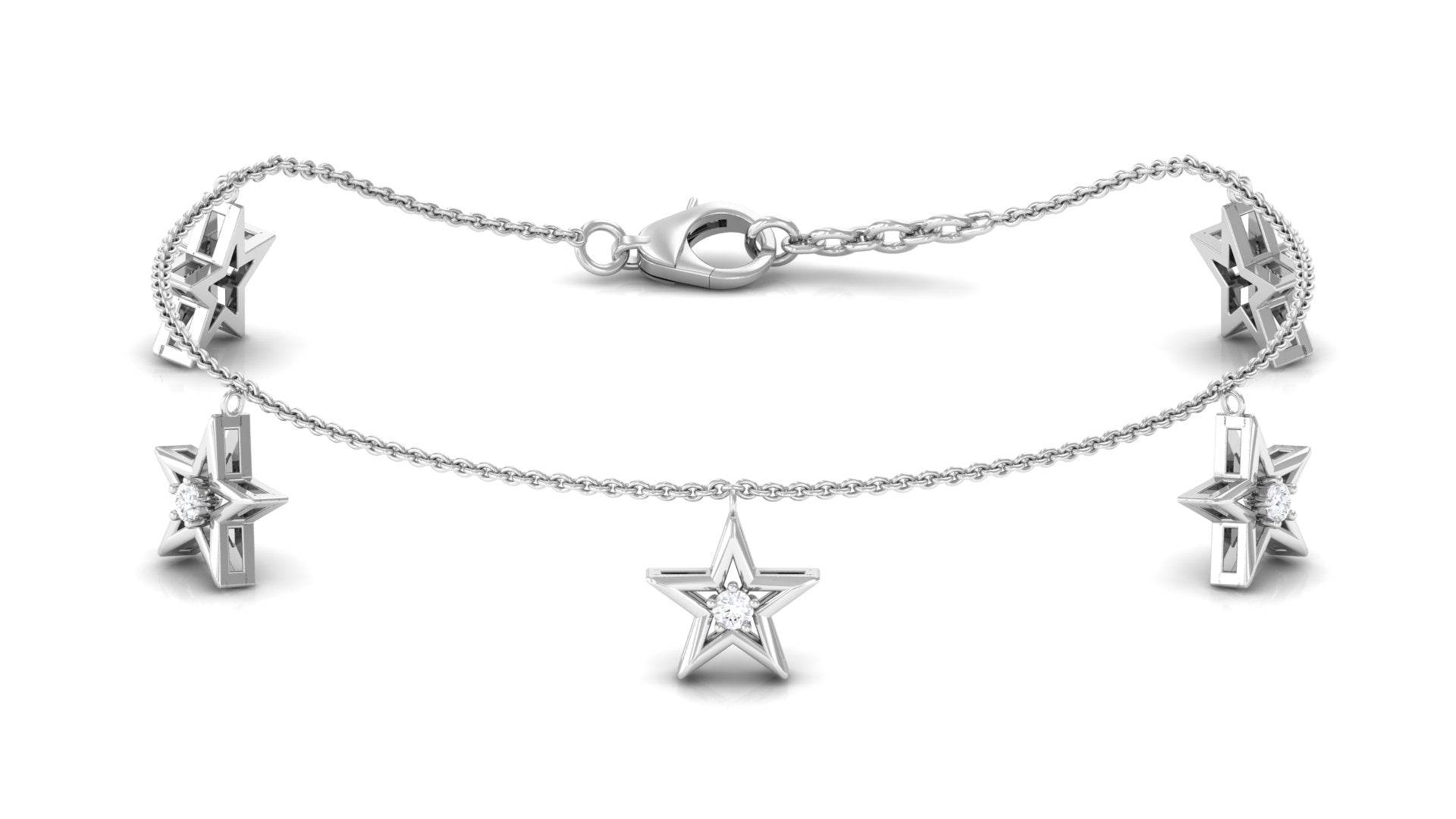 Rosec Jewels-Diamond Star Chain Charm Bracelet