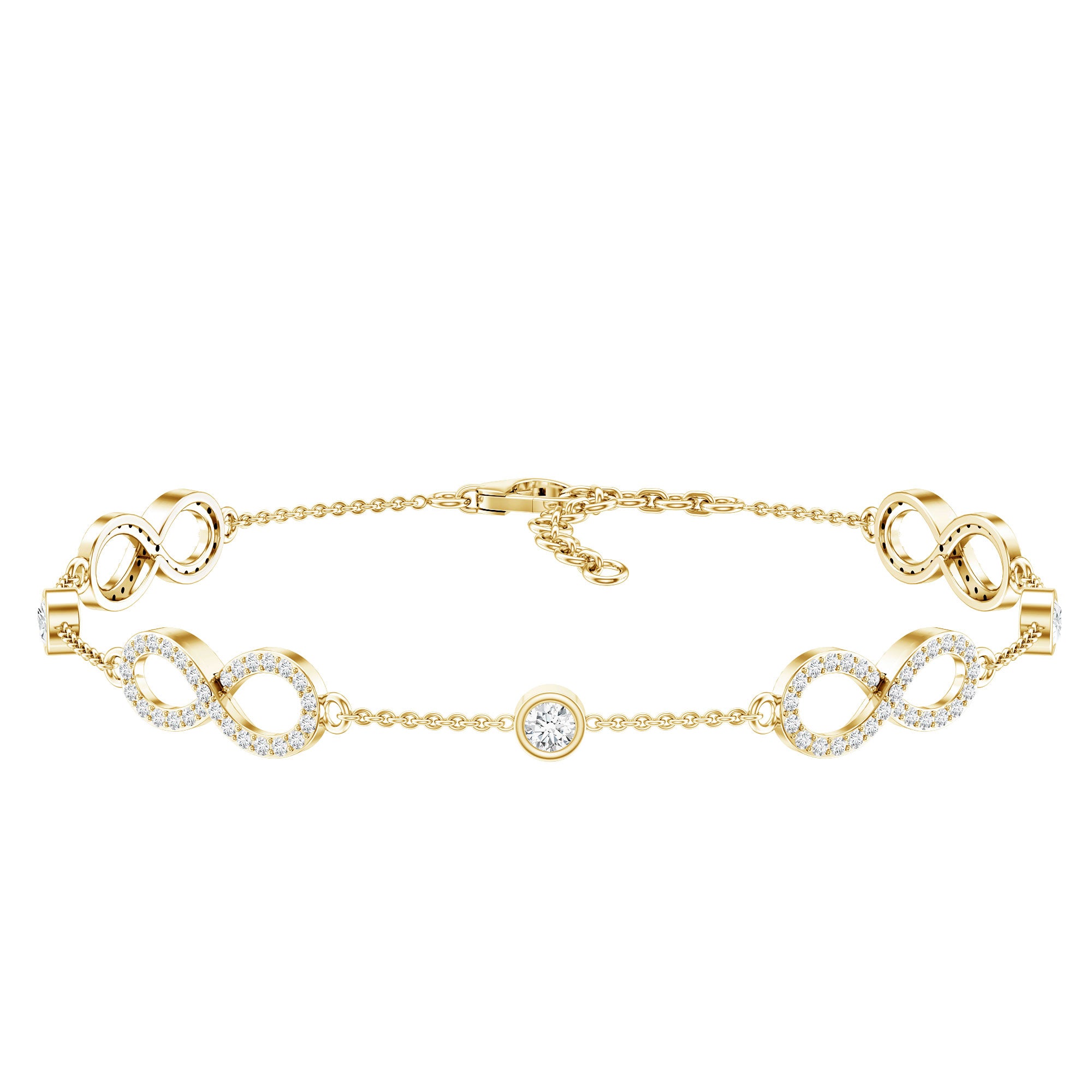 Cubic Zirconia Infinity Station Chain Bracelet AAAA - Rosec Jewels