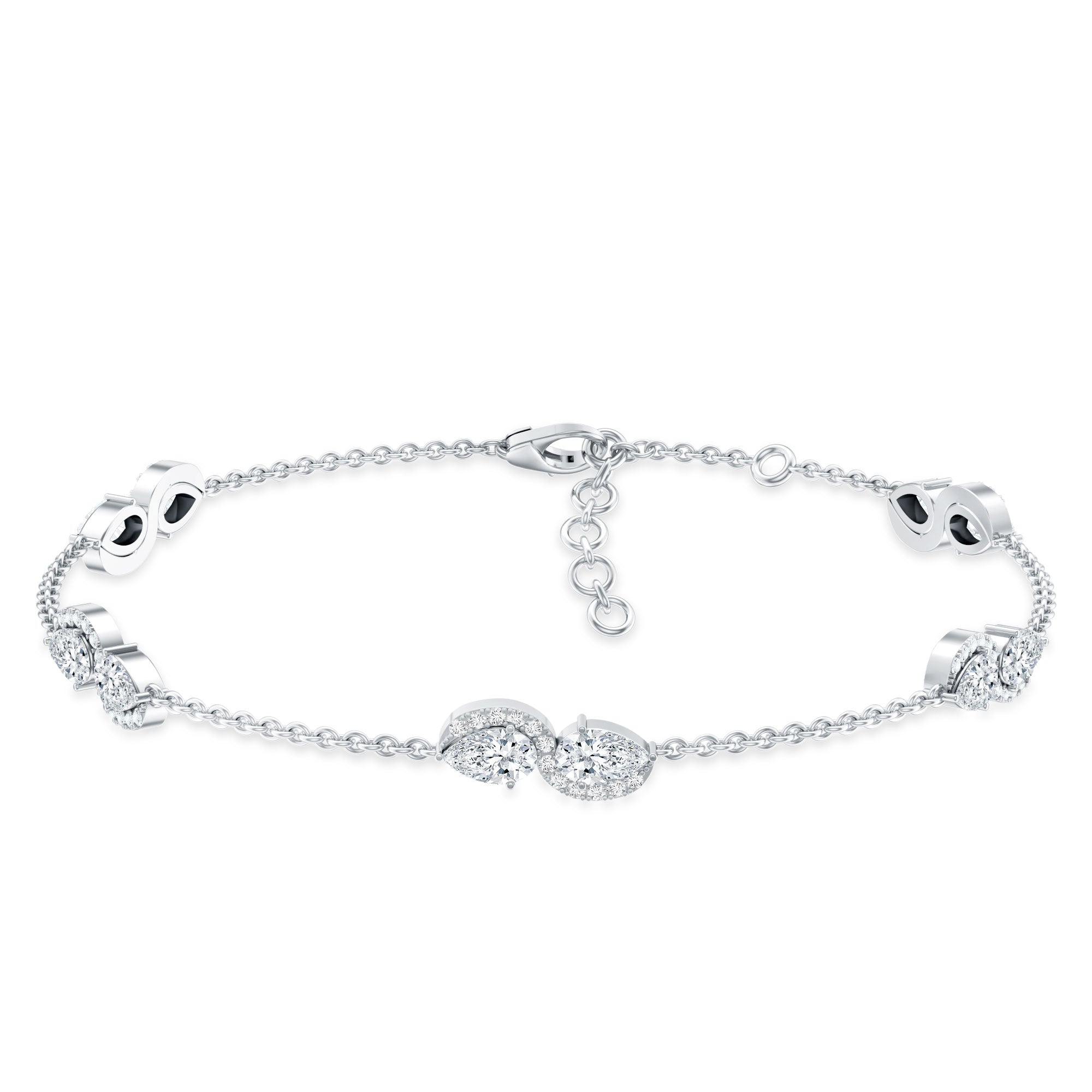 Classic Lab Grown Diamond Station Chain Bracelet Lab - ( EF-VS ) - Rosec Jewels
