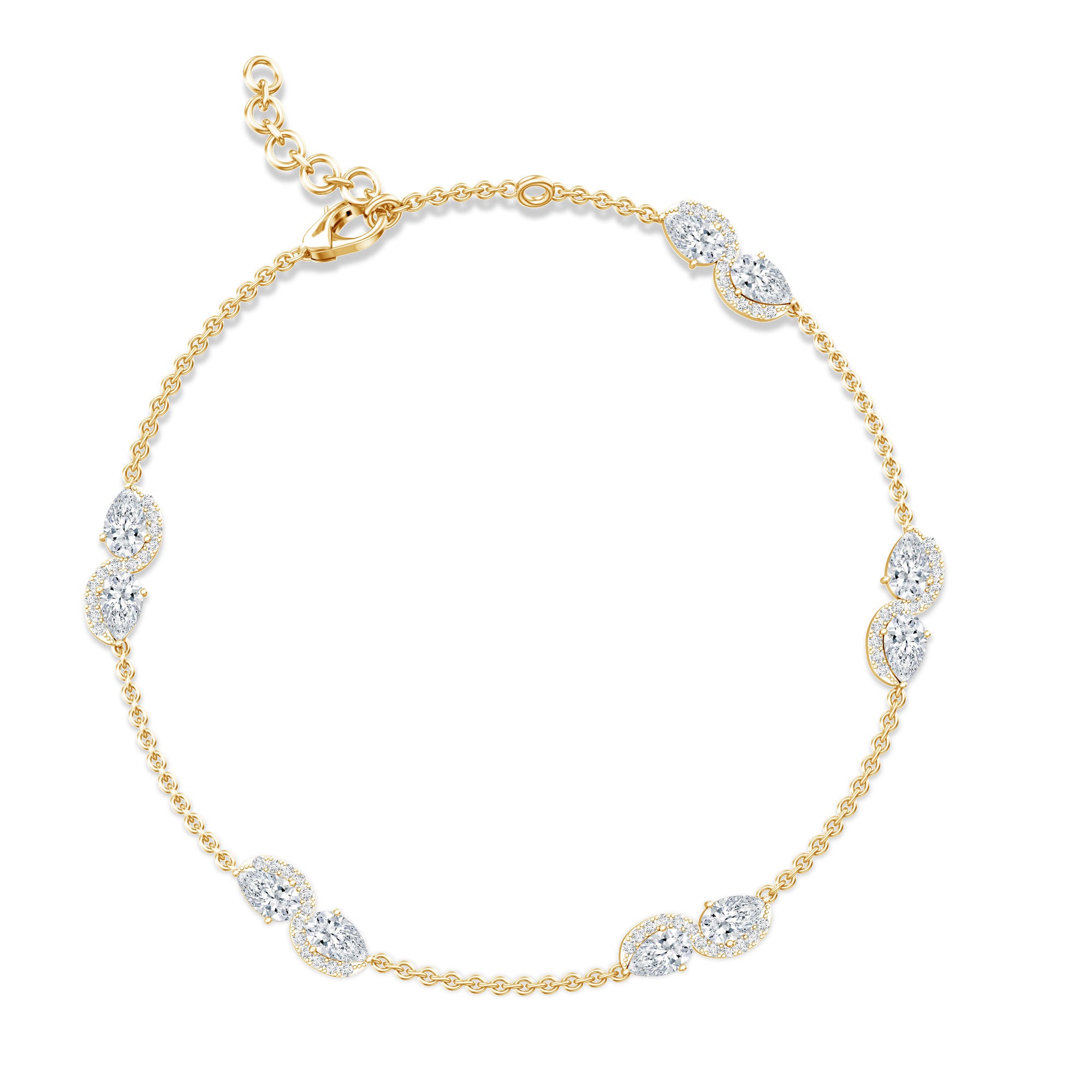 Classic Lab Grown Diamond Station Chain Bracelet Lab - ( EF-VS ) - Rosec Jewels