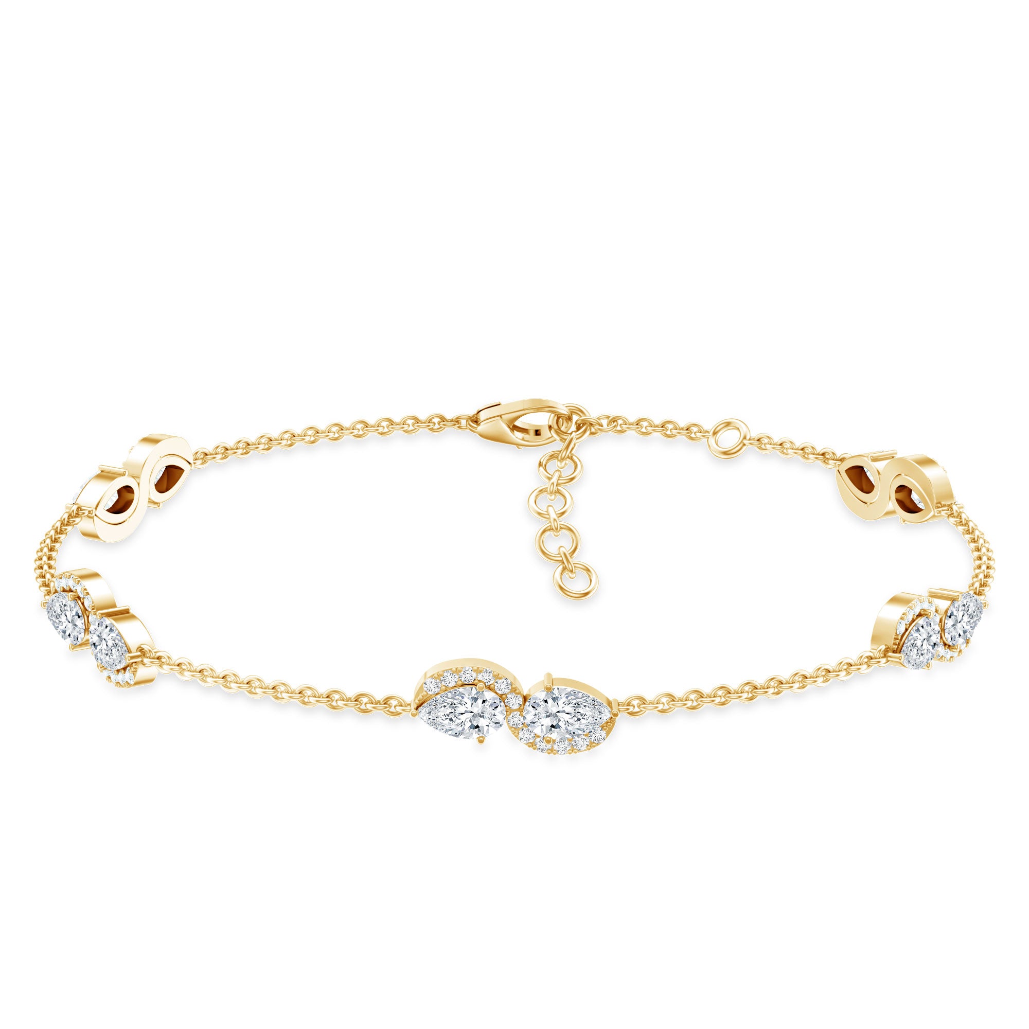 Classic Lab Grown Diamond Station Chain Bracelet Lab - ( EF-VS ) - Rosec Jewels