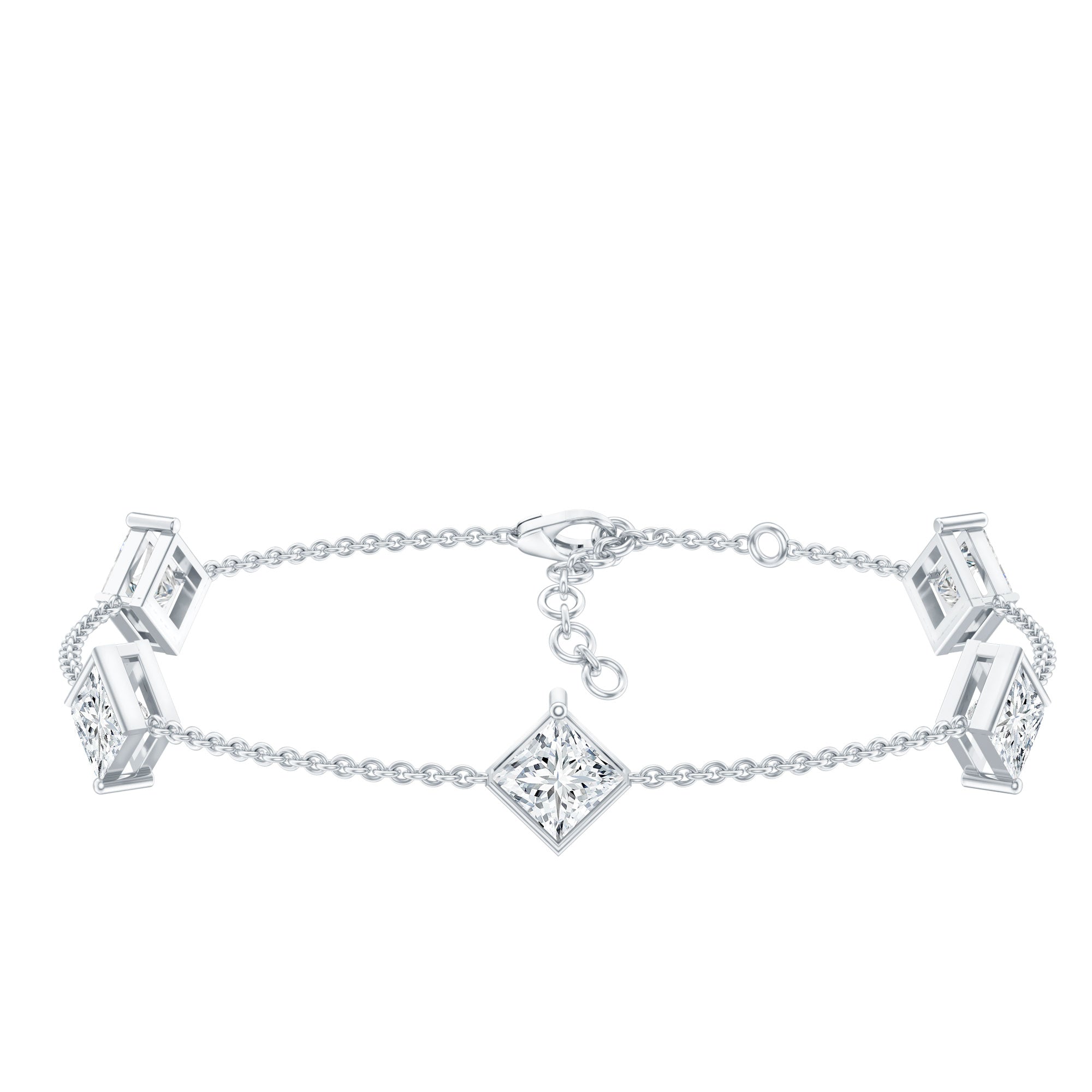 Certified Princess Cut Lab Grown Diamond Wedding Chain Bracelet