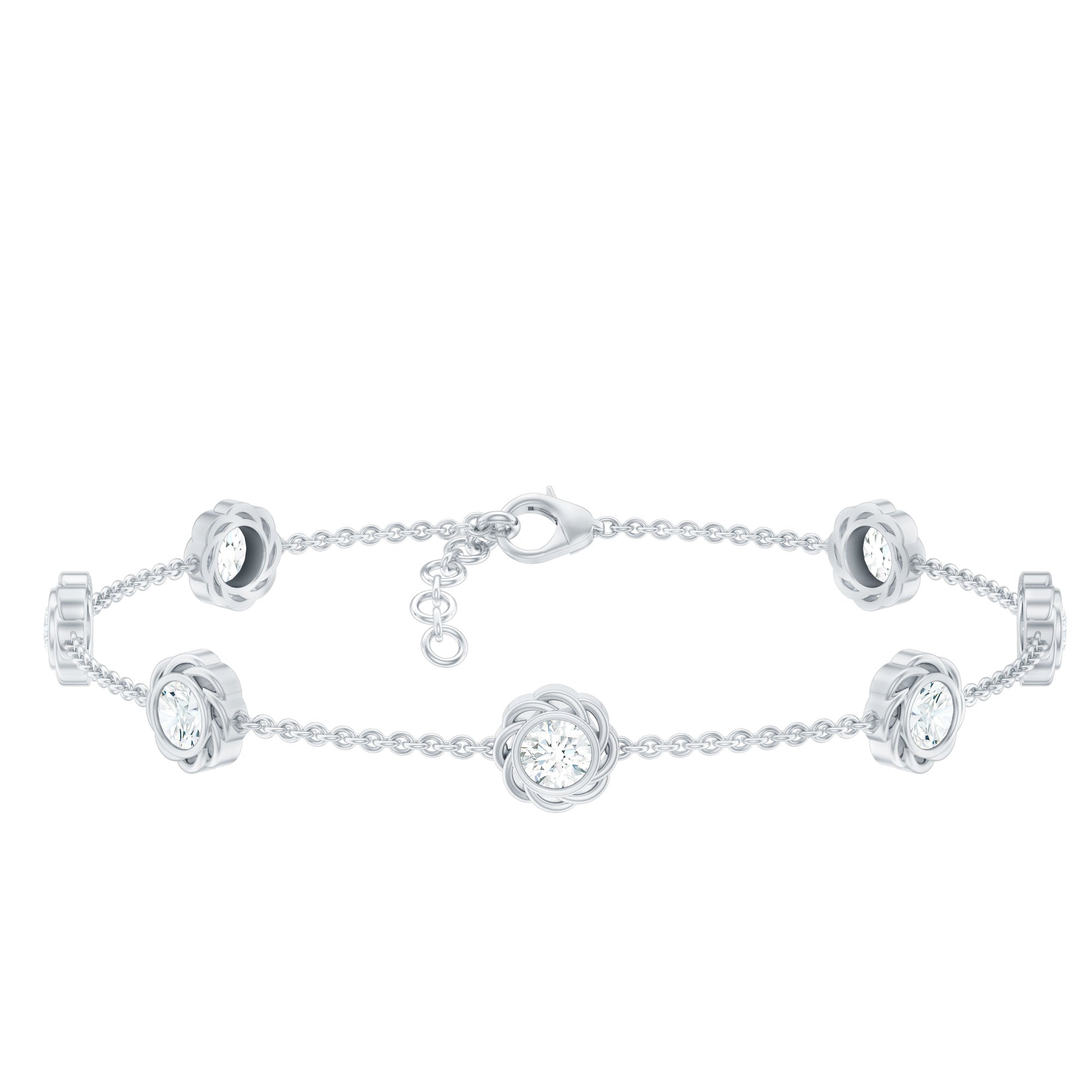 Lab Grown Diamond Station Chain Bracelet
