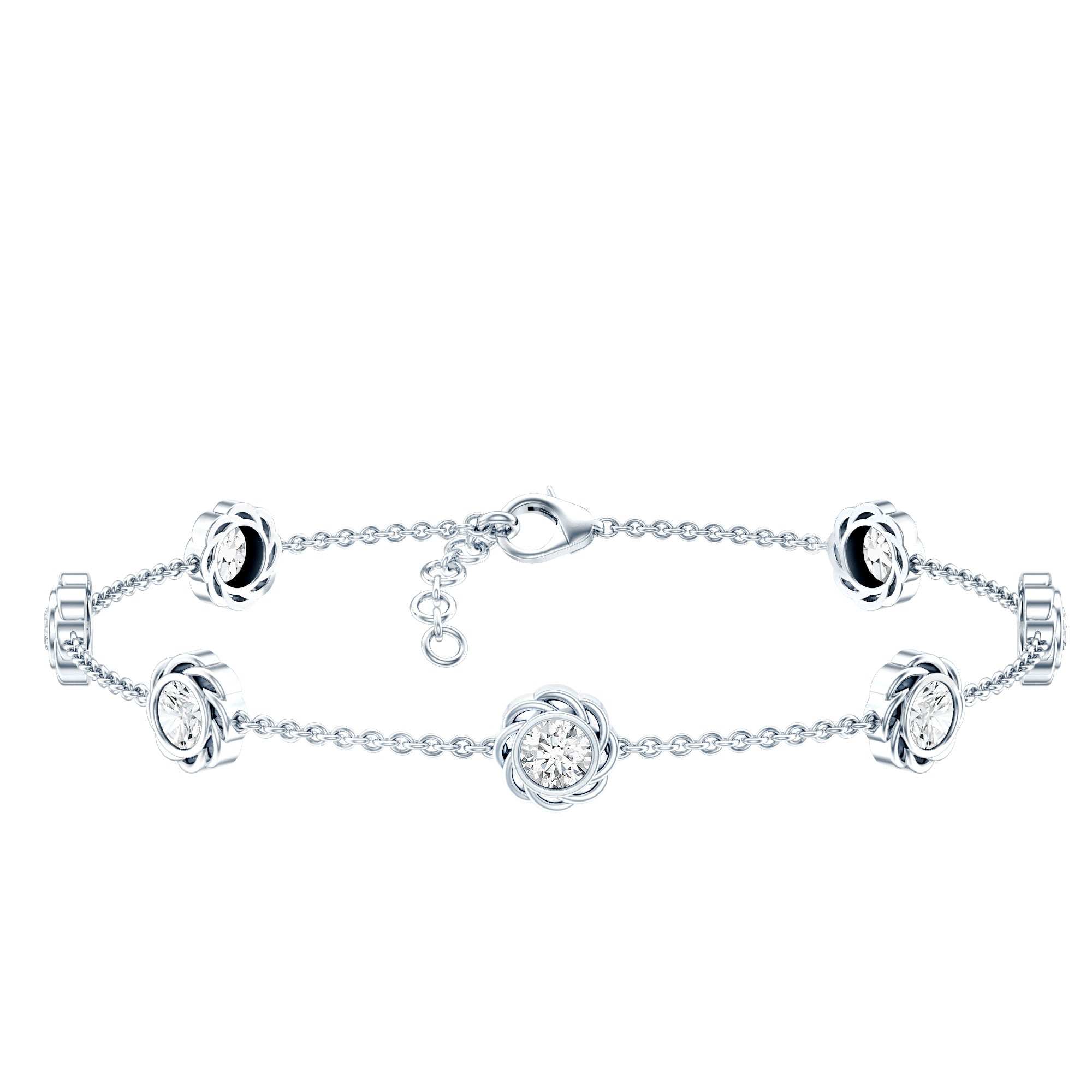 Lab Grown Diamond Station Chain Bracelet Lab - ( EF-VS ) - Rosec Jewels