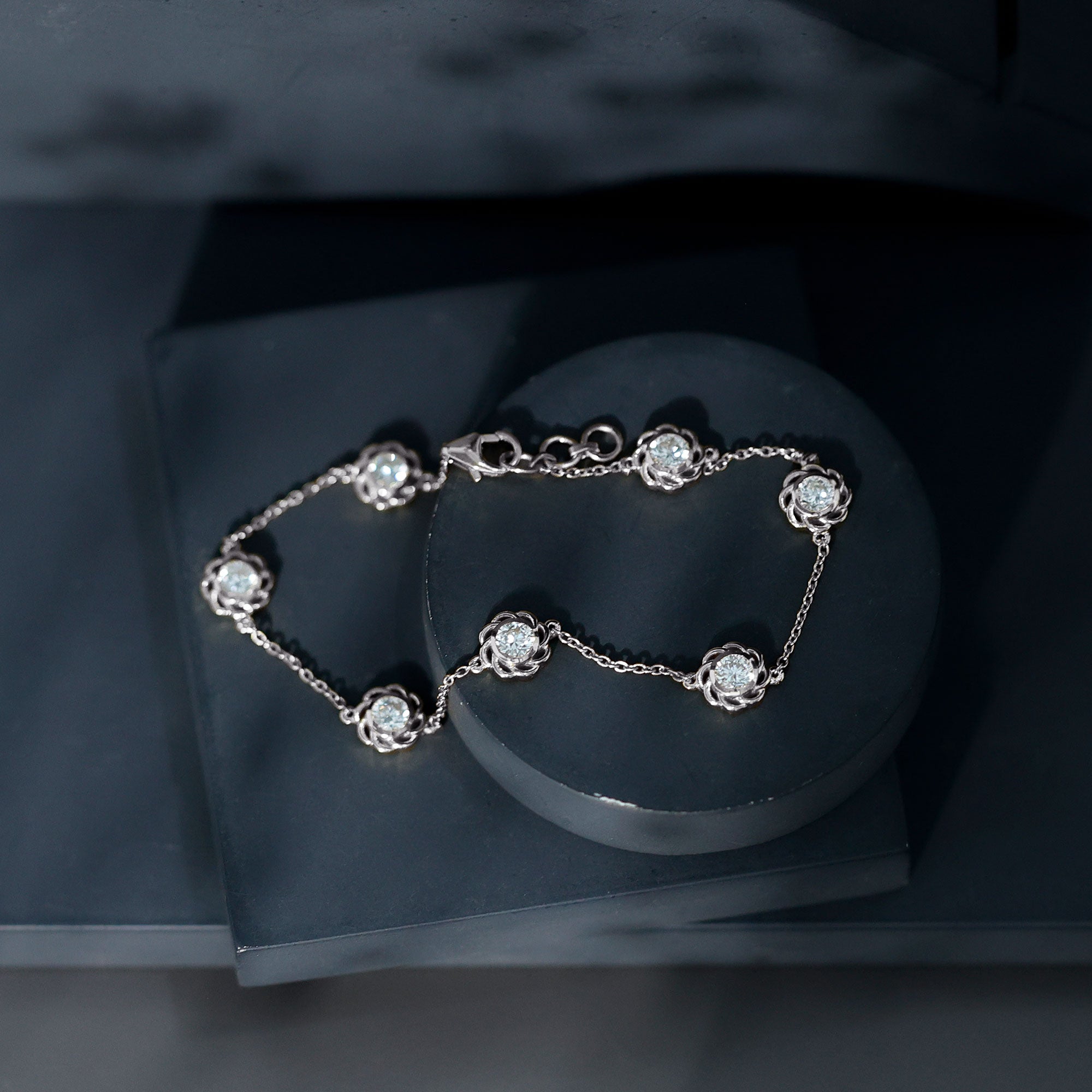 Lab Grown Diamond Station Chain Bracelet Lab - ( EF-VS ) - Rosec Jewels