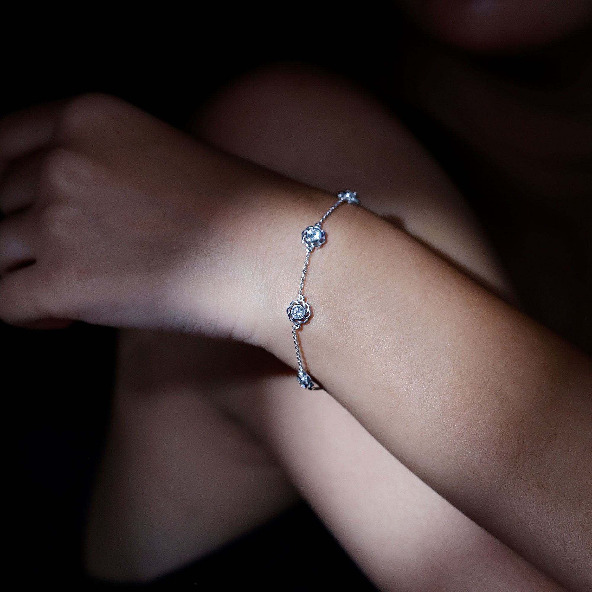 Lab Grown Diamond Station Chain Bracelet Lab - ( EF-VS ) - Rosec Jewels