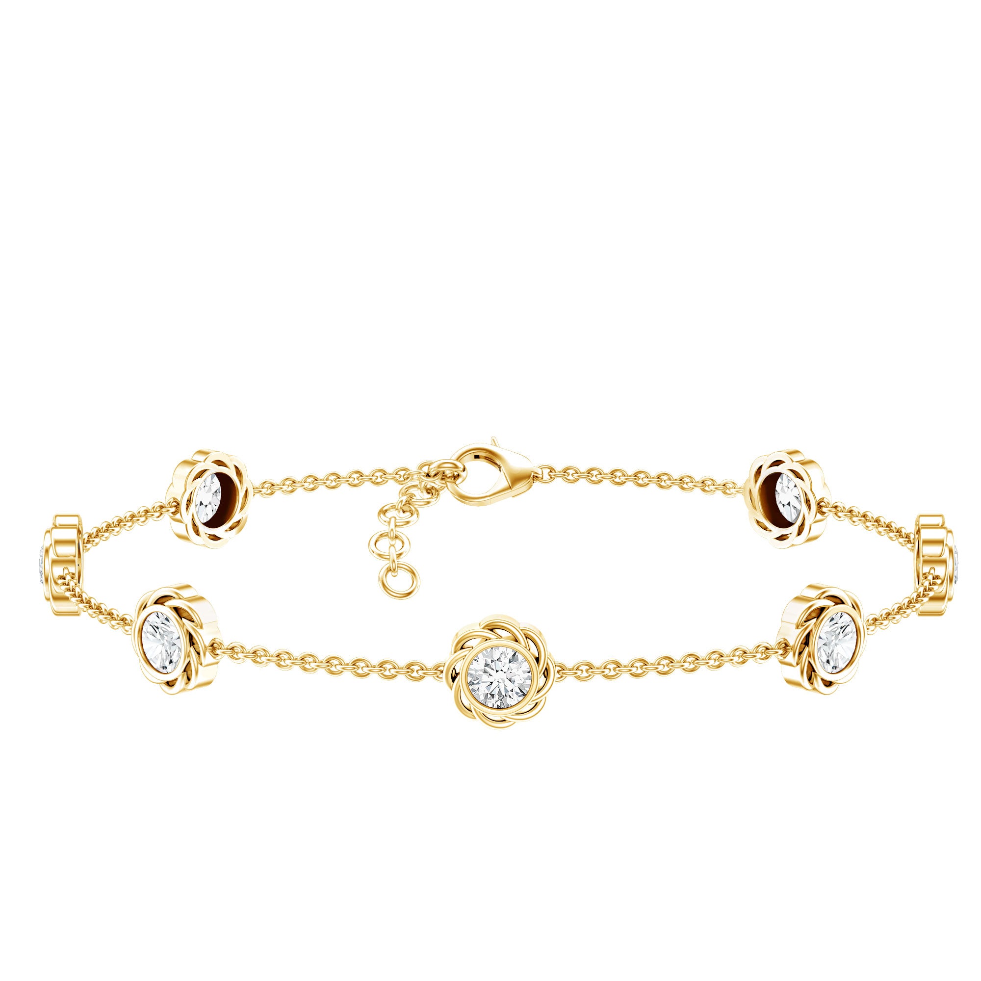 Lab Grown Diamond Station Chain Bracelet Lab - ( EF-VS ) - Rosec Jewels