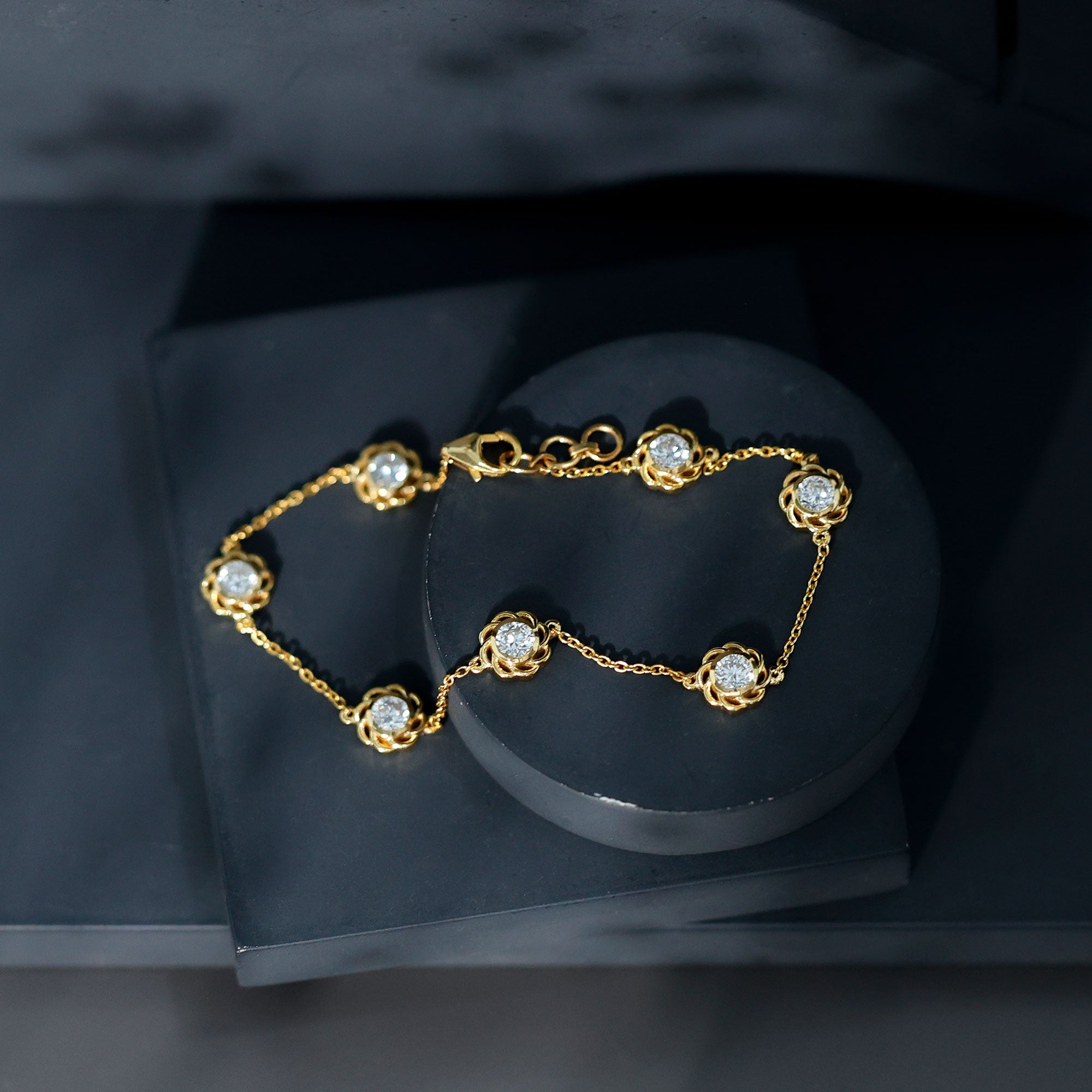Lab Grown Diamond Station Chain Bracelet Lab - ( EF-VS ) - Rosec Jewels