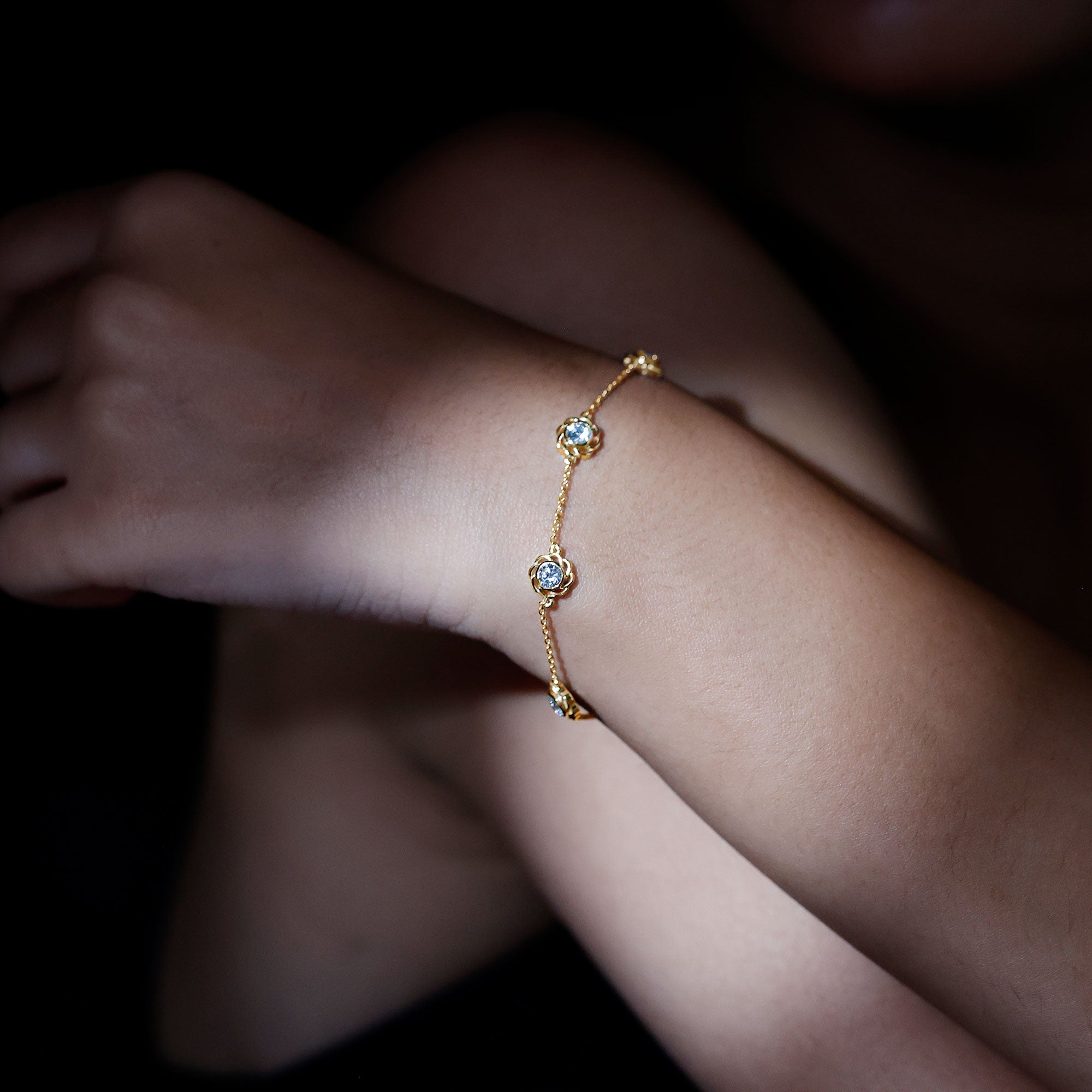Lab Grown Diamond Station Chain Bracelet Lab - ( EF-VS ) - Rosec Jewels