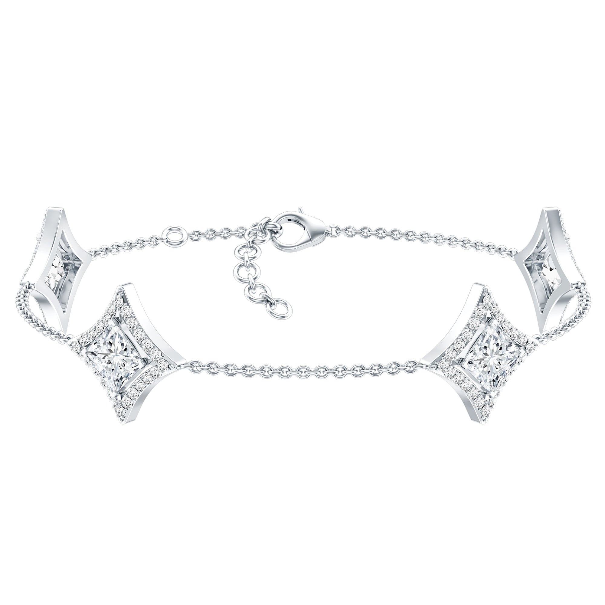 Certified Princess Cut Lab Grown Diamond Bridal Bracelet Lab - ( EF-VS ) - Rosec Jewels