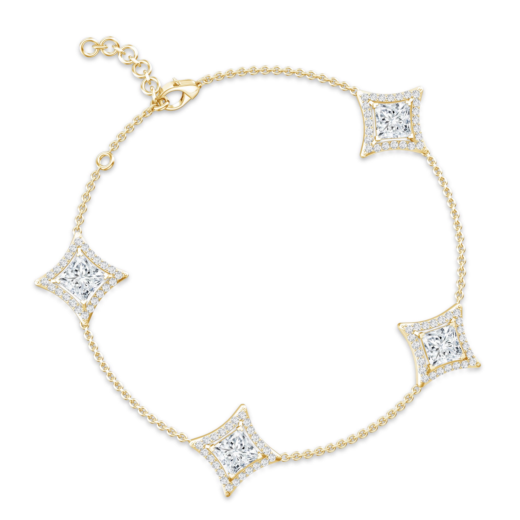 Certified Princess Cut Lab Grown Diamond Bridal Bracelet Lab - ( EF-VS ) - Rosec Jewels