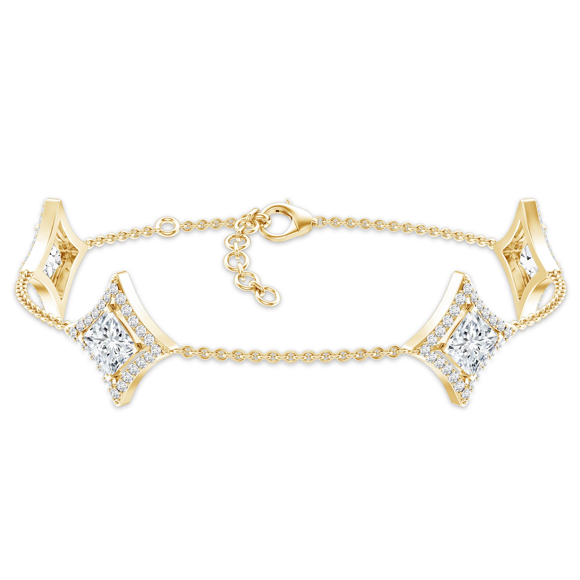 Certified Princess Cut Lab Grown Diamond Bridal Bracelet Lab - ( EF-VS ) - Rosec Jewels