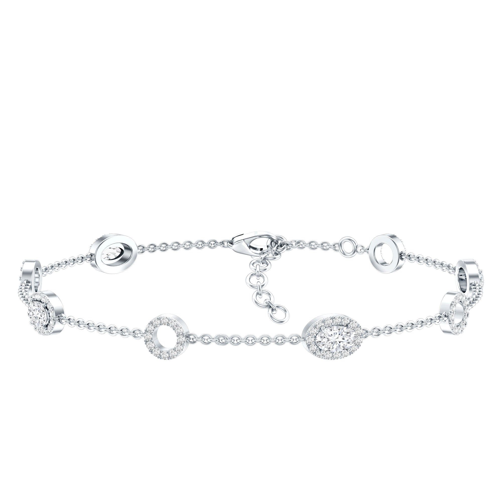 Lab Grown Diamond Bridal Station Chain Bracelet Lab - ( EF-VS ) - Rosec Jewels