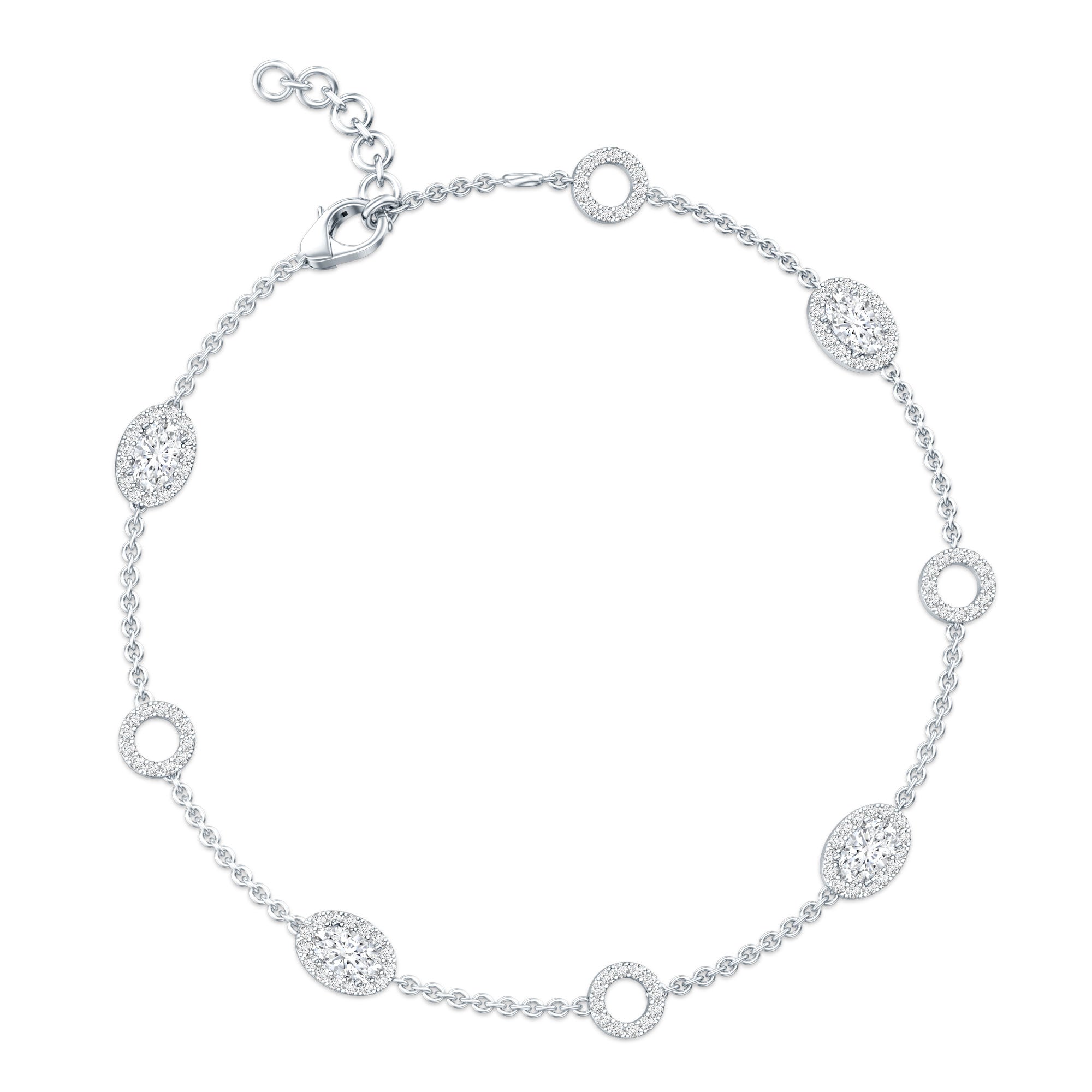 Lab Grown Diamond Bridal Station Chain Bracelet Lab - ( EF-VS ) - Rosec Jewels
