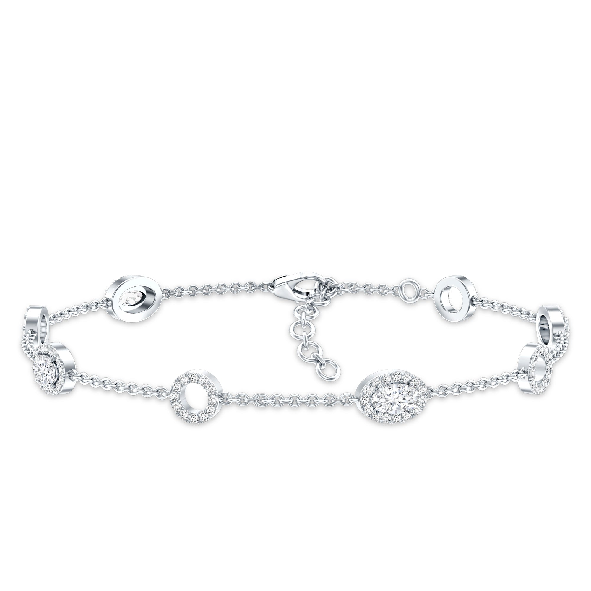 Lab Grown Diamond Bridal Station Chain Bracelet Lab - ( EF-VS ) - Rosec Jewels