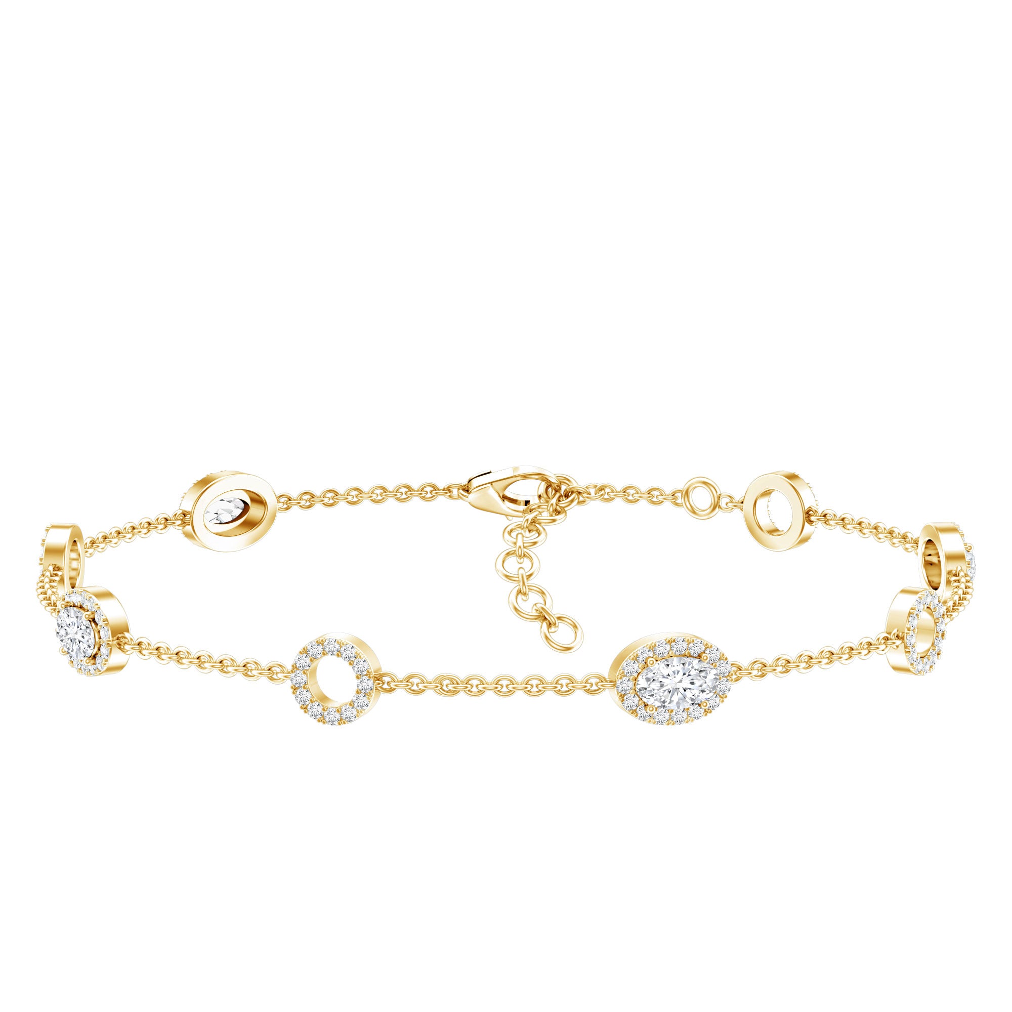 Lab Grown Diamond Bridal Station Chain Bracelet Lab - ( EF-VS ) - Rosec Jewels