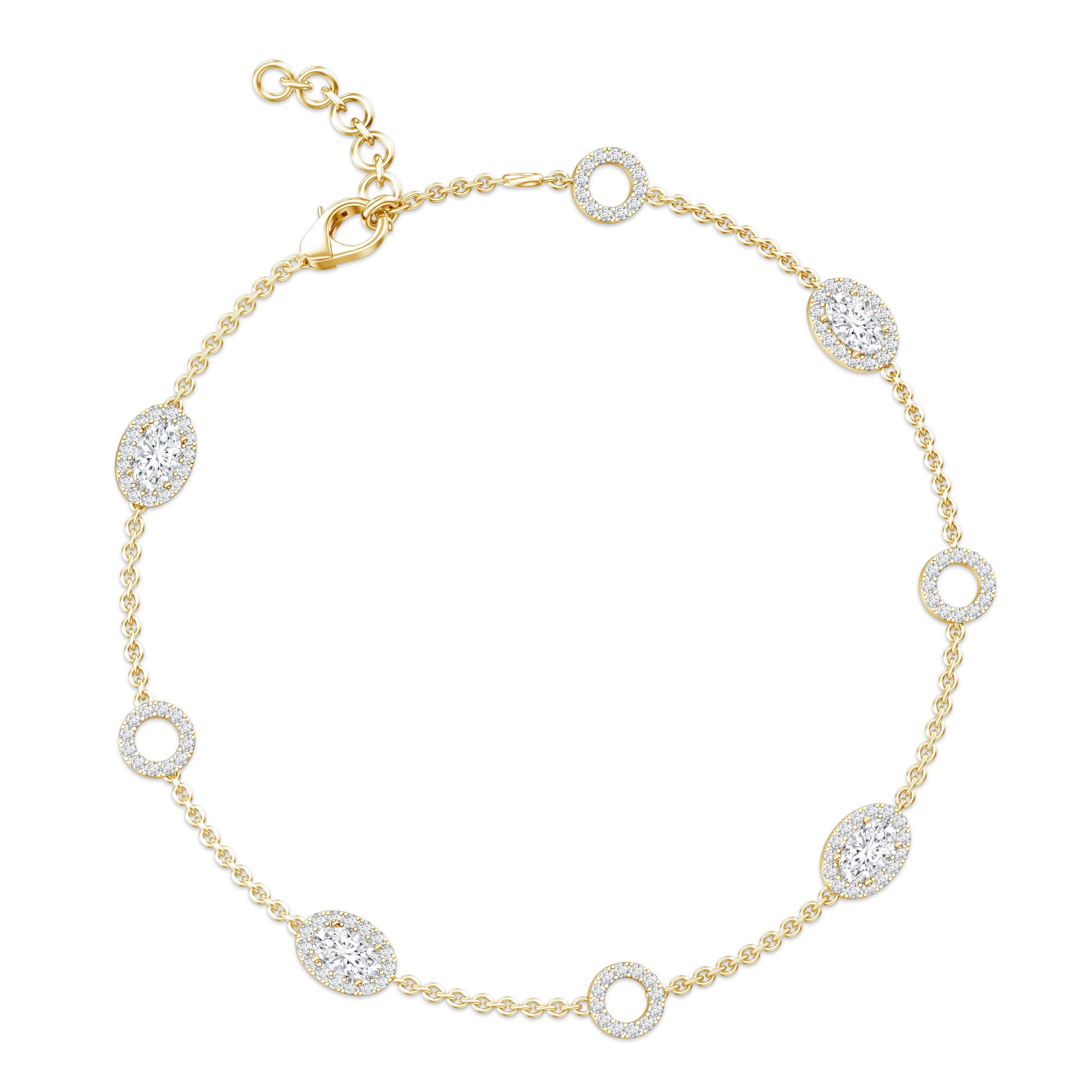 Lab Grown Diamond Bridal Station Chain Bracelet Lab - ( EF-VS ) - Rosec Jewels