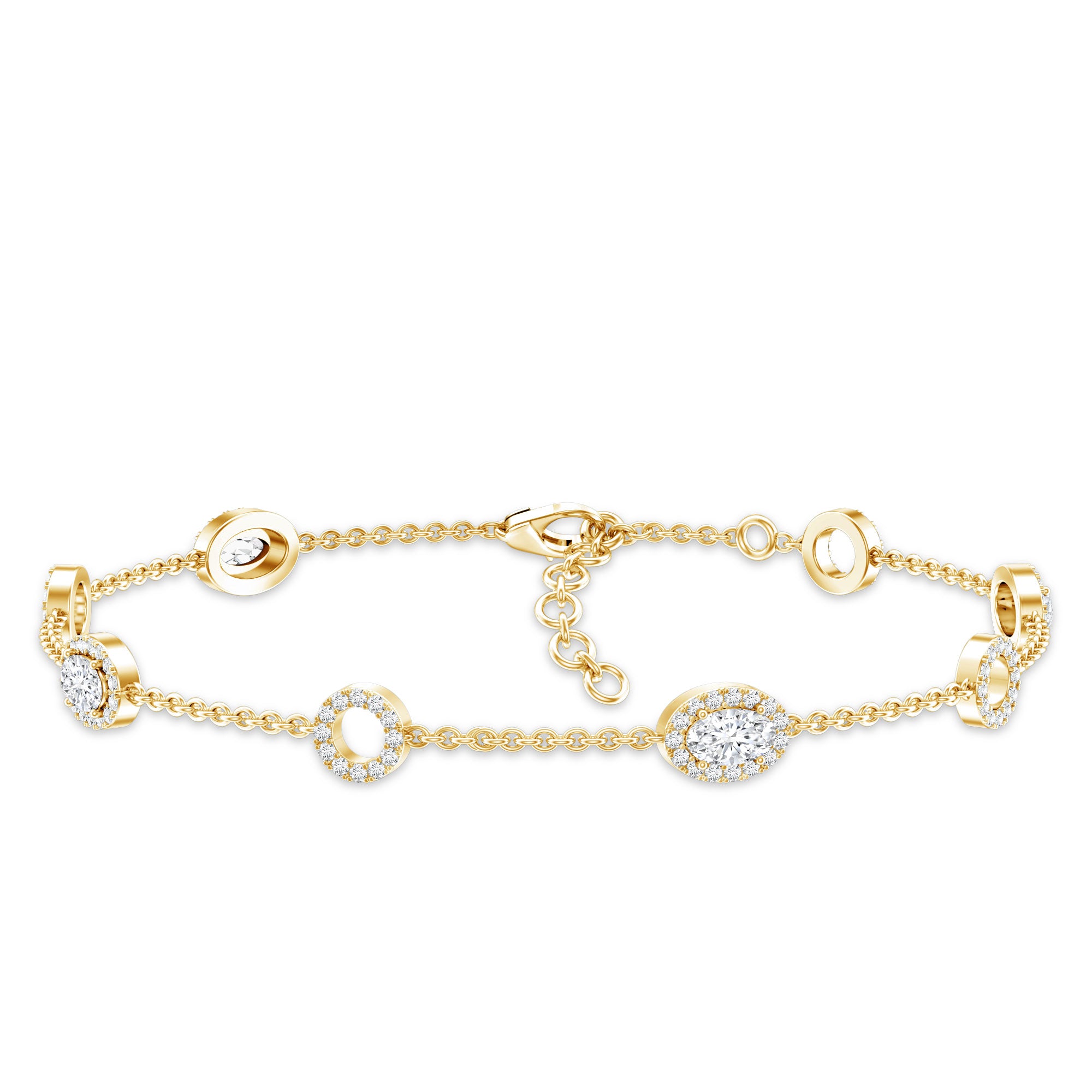 Lab Grown Diamond Bridal Station Chain Bracelet Lab - ( EF-VS ) - Rosec Jewels