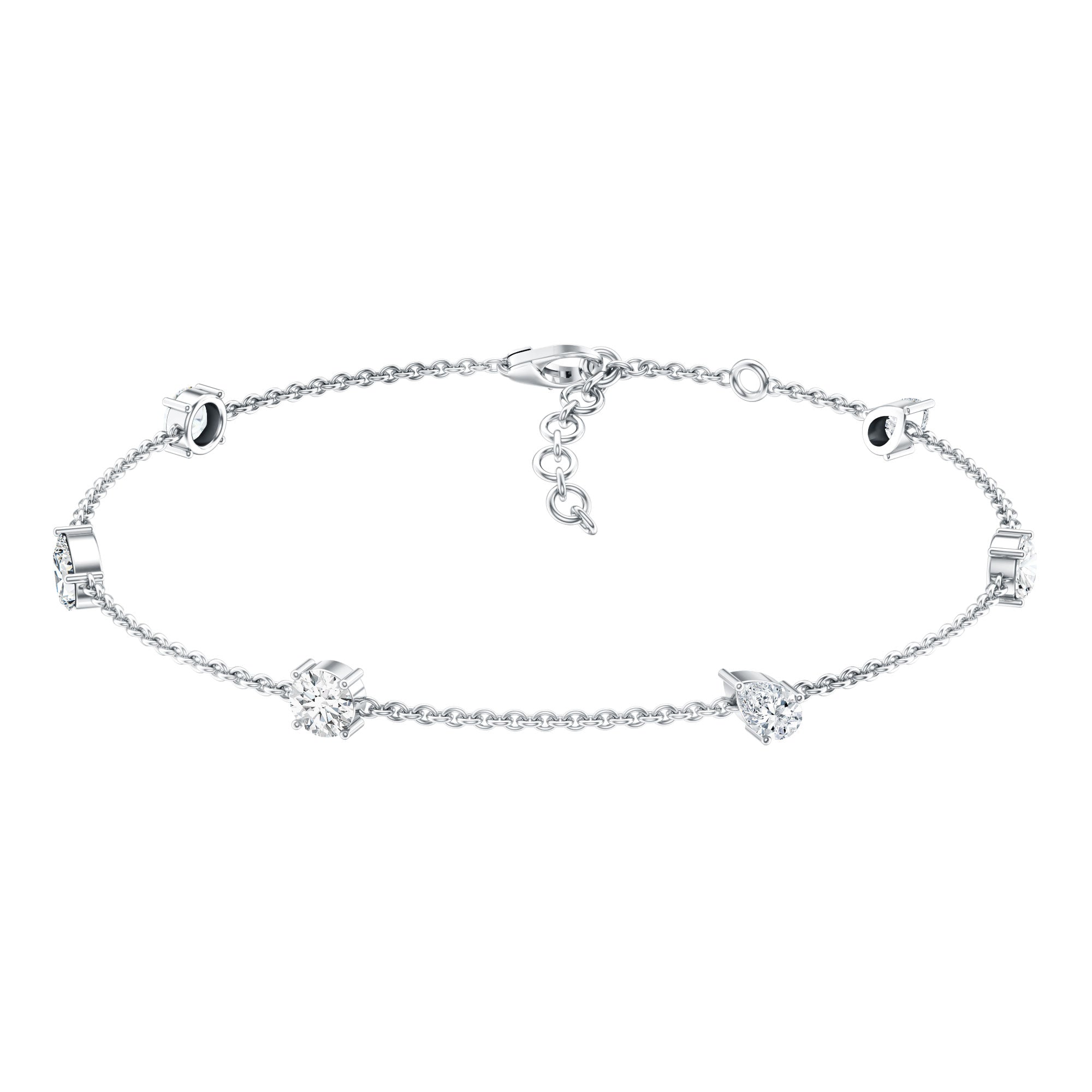 Certified Lab Grown Diamond Stackable Chain Bracelet Lab - ( EF-VS ) - Rosec Jewels