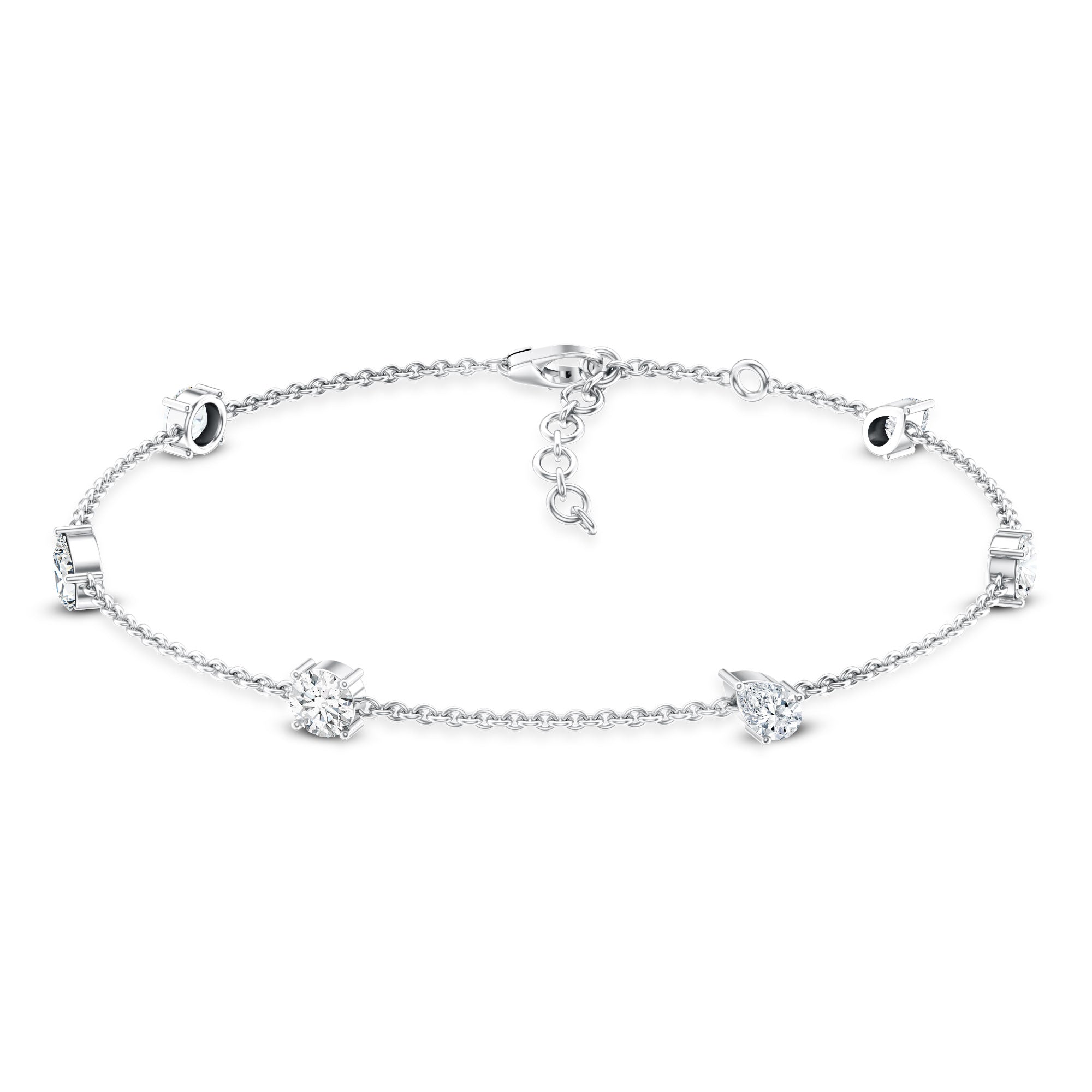 Certified Lab Grown Diamond Stackable Chain Bracelet Lab - ( EF-VS ) - Rosec Jewels