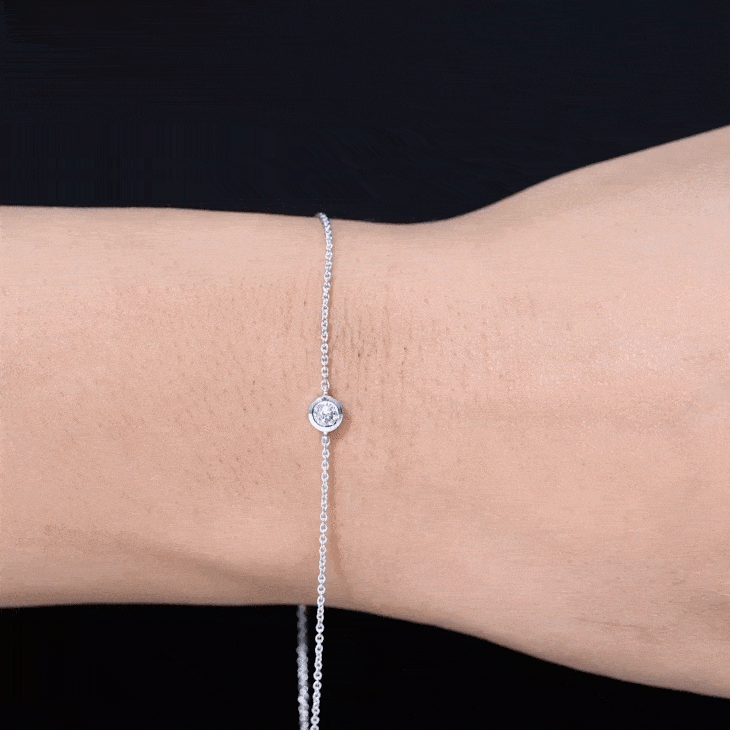 Bezel Set Lab Grown Diamond Solitaire Bracelet Lab - ( EF-VS ) - Rosec Jewels