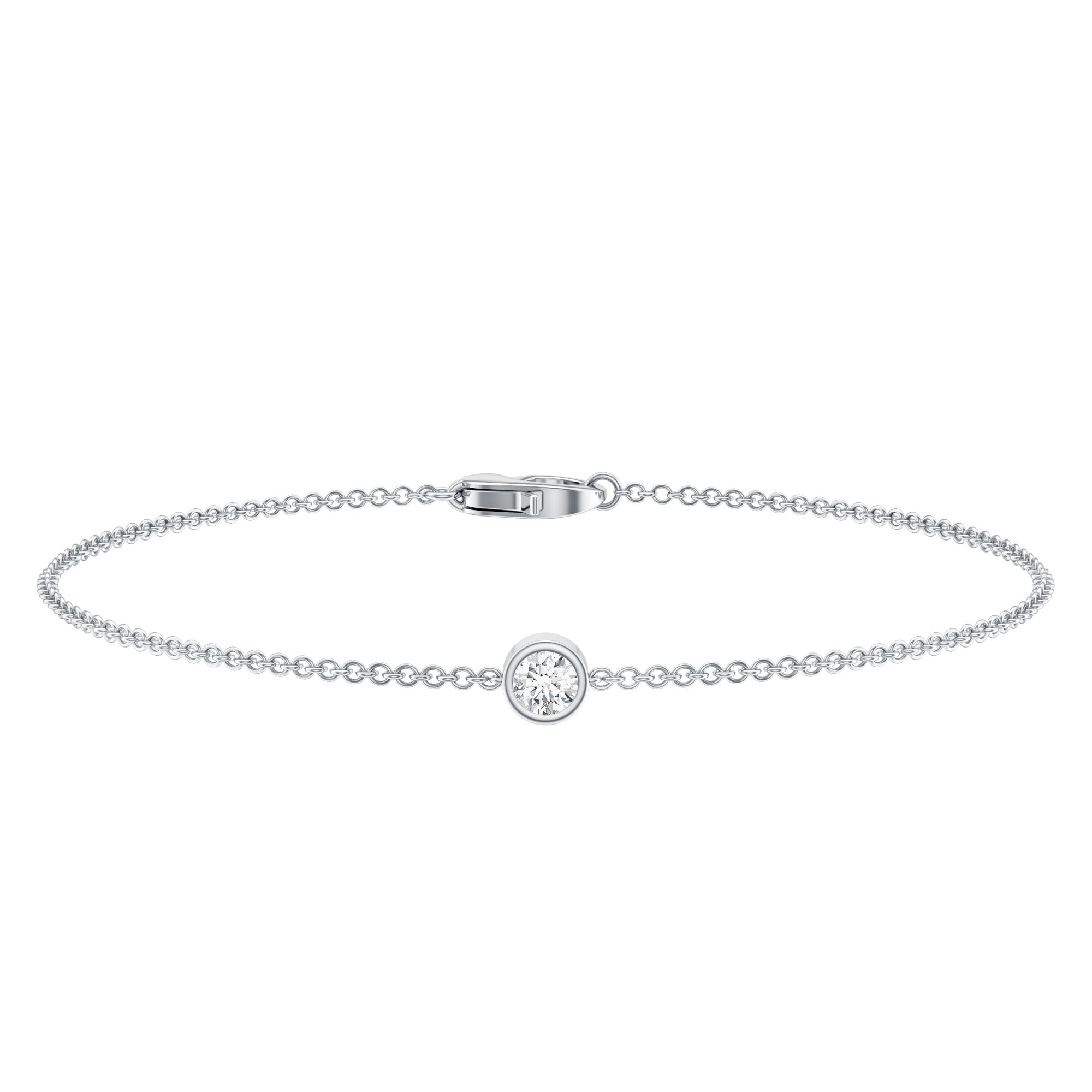 Bezel Set Lab Grown Diamond Solitaire Bracelet Lab - ( EF-VS ) - Rosec Jewels