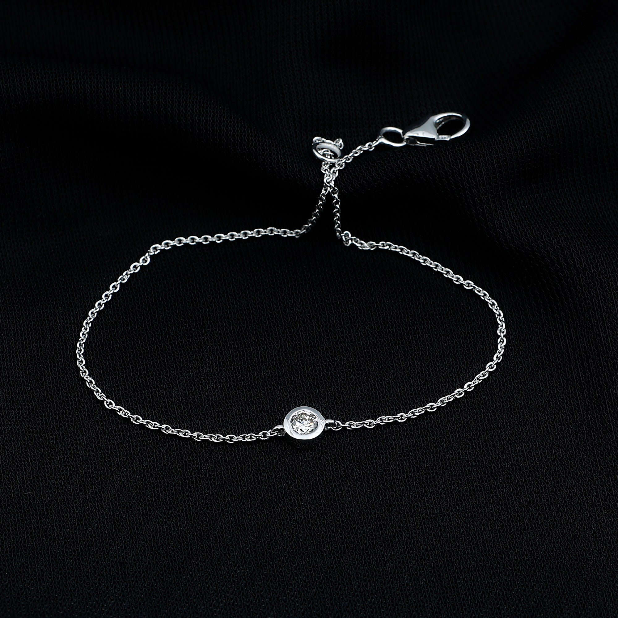 Bezel Set Lab Grown Diamond Solitaire Bracelet Lab - ( EF-VS ) - Rosec Jewels